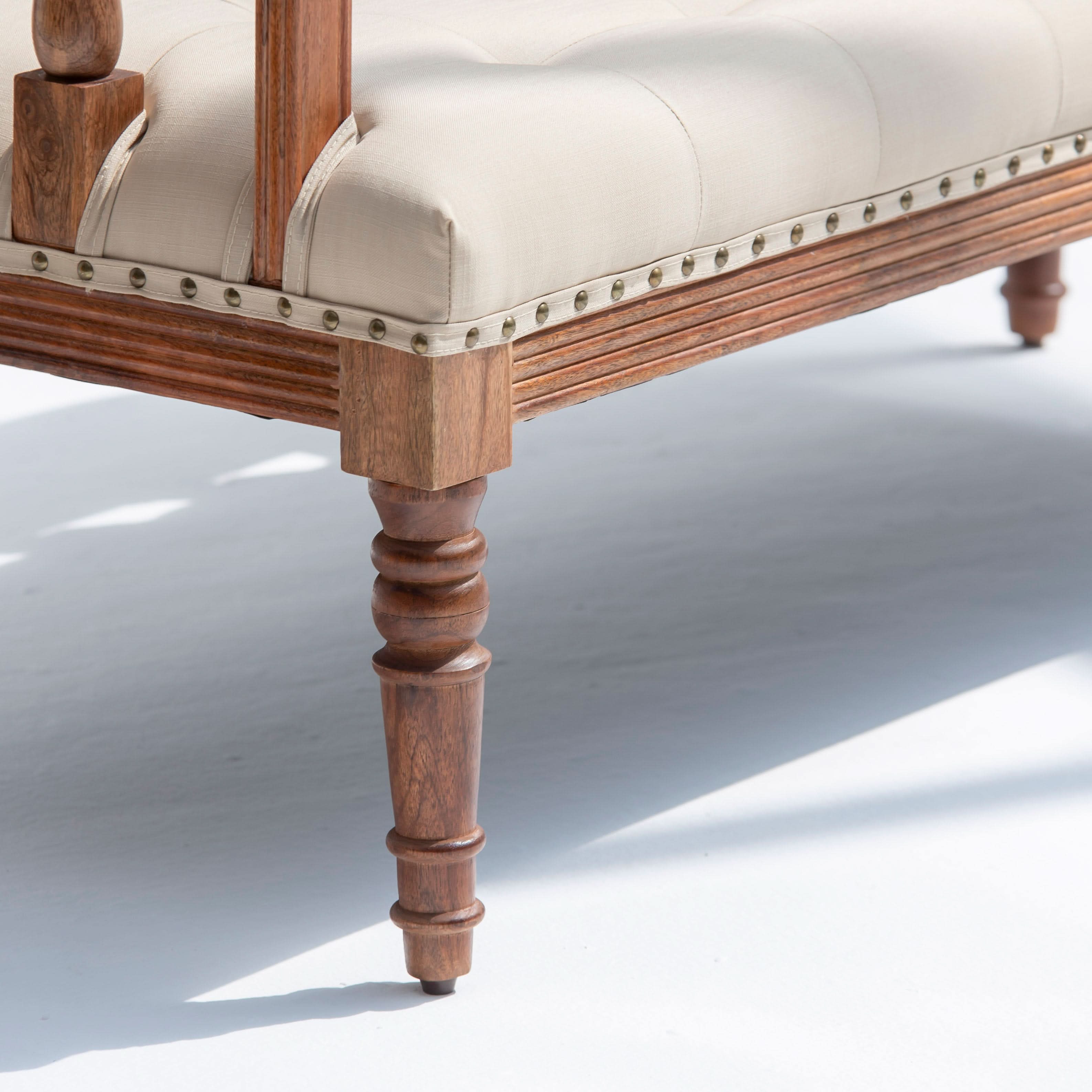 BARCELONA WOODEN SOFA BENCH BACK HANDPAINTED FABRIC - Art and craft furniture