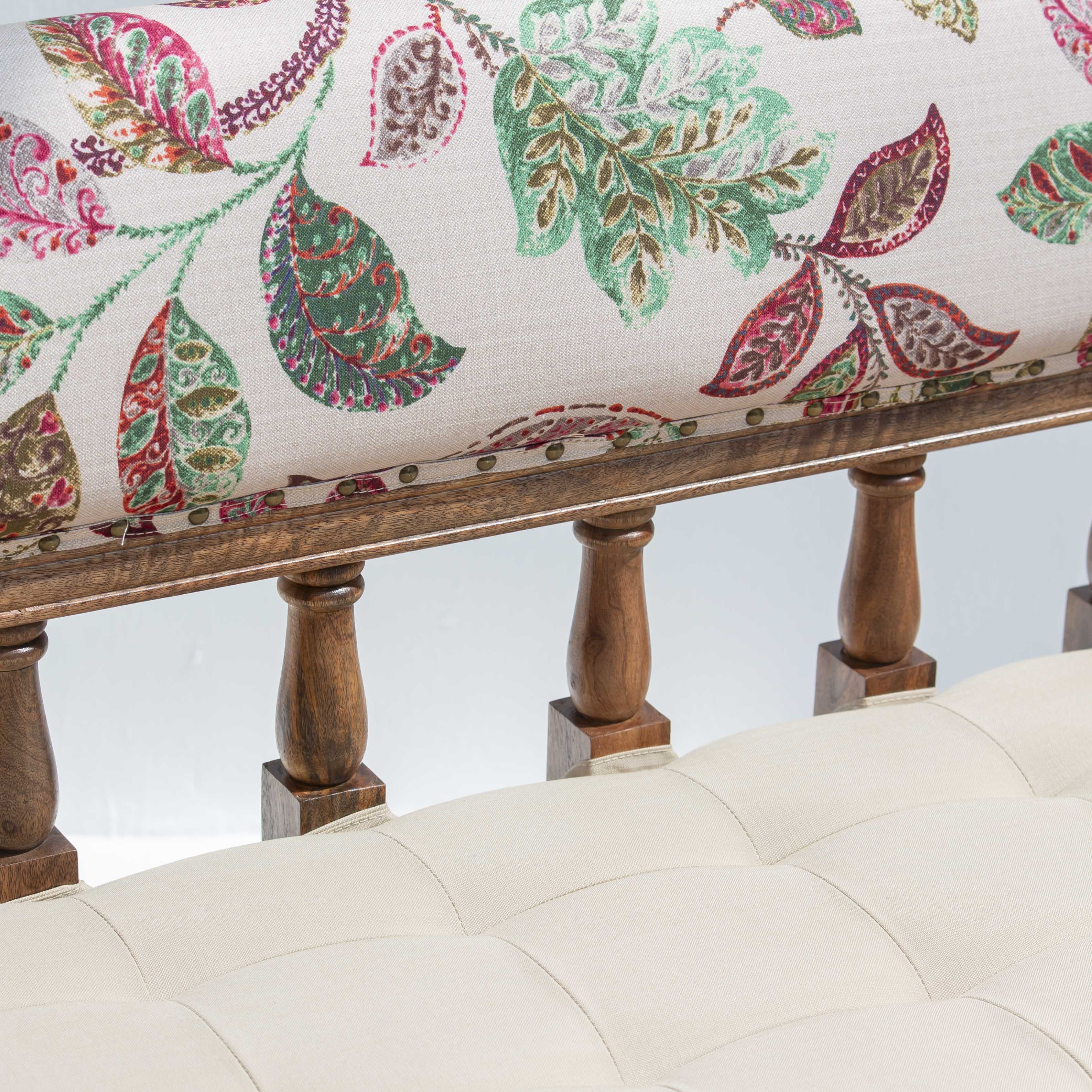 BARCELONA WOODEN SOFA BENCH BACK HANDPAINTED FABRIC - Art and craft furniture