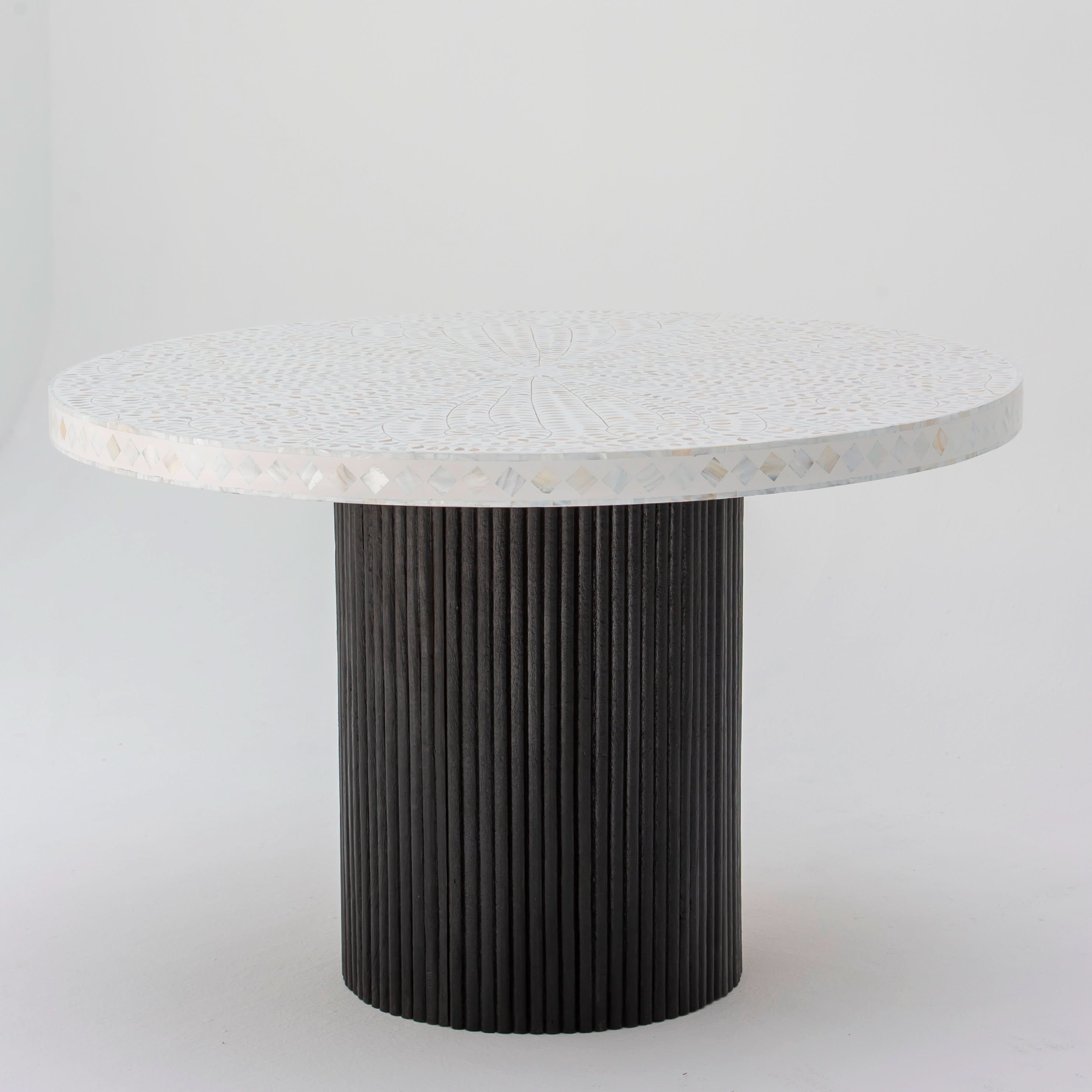 OCEAN-WHITE MOTHER OF PEARL DINING TABLE - Art and craft furniture