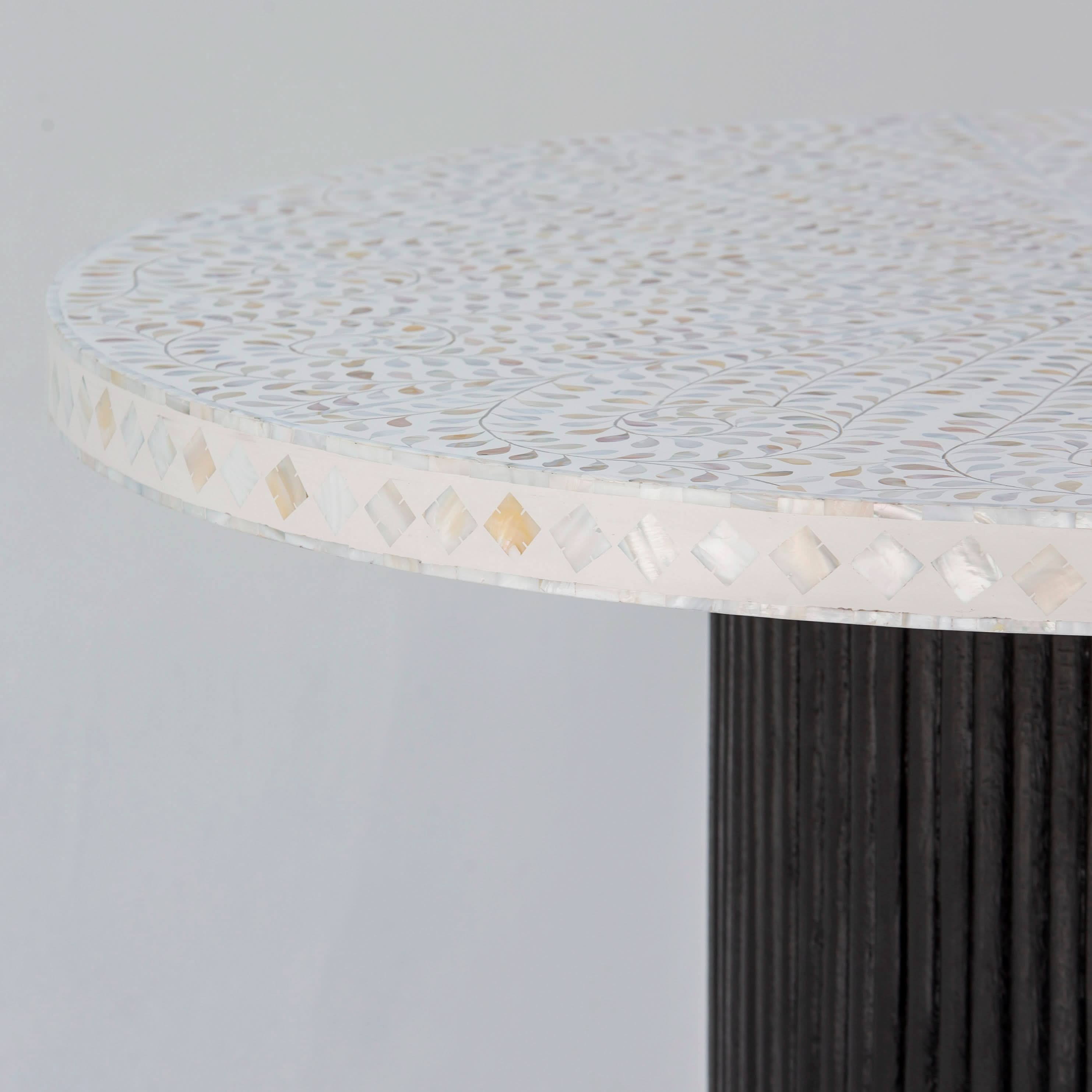 OCEAN-WHITE MOTHER OF PEARL DINING TABLE - Art and craft furniture