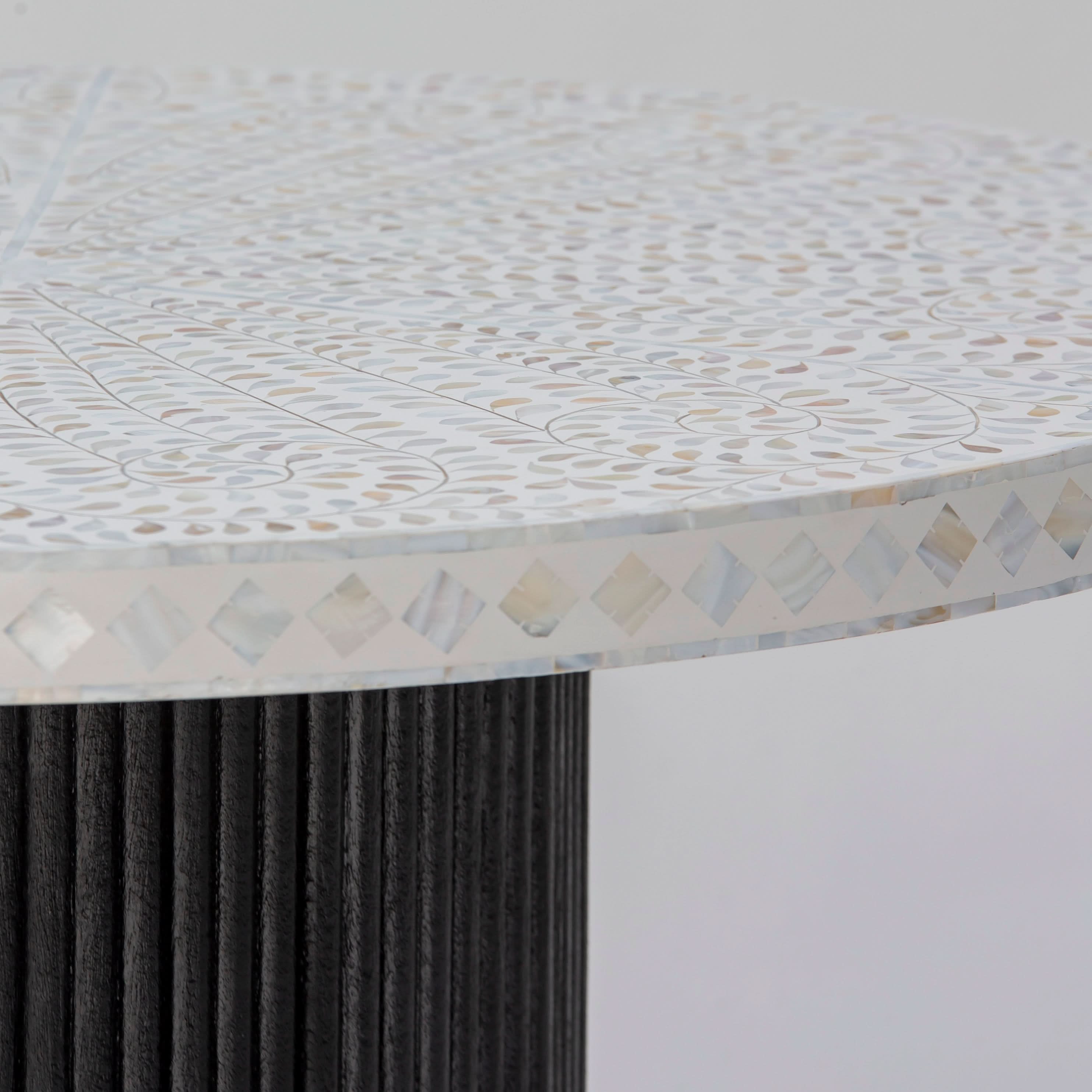 OCEAN-WHITE MOTHER OF PEARL DINING TABLE - Art and craft furniture