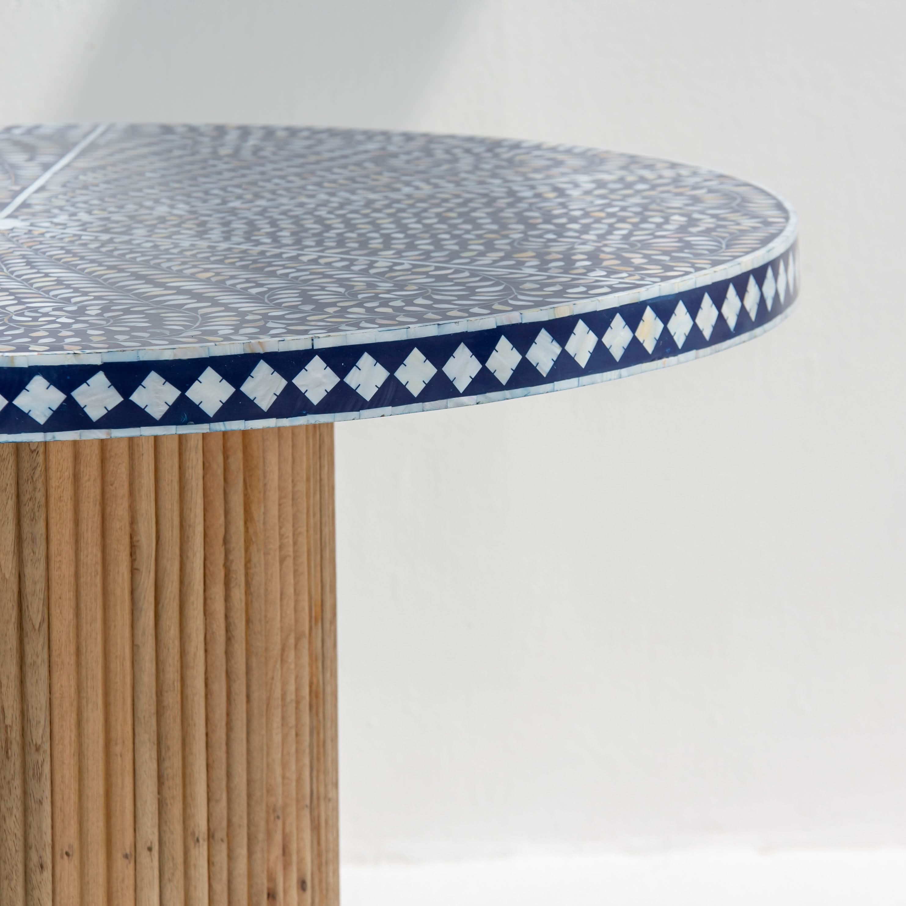 OCEANIC BLUE MOTHER OF PEARL DINING TABLE - Art and craft furniture