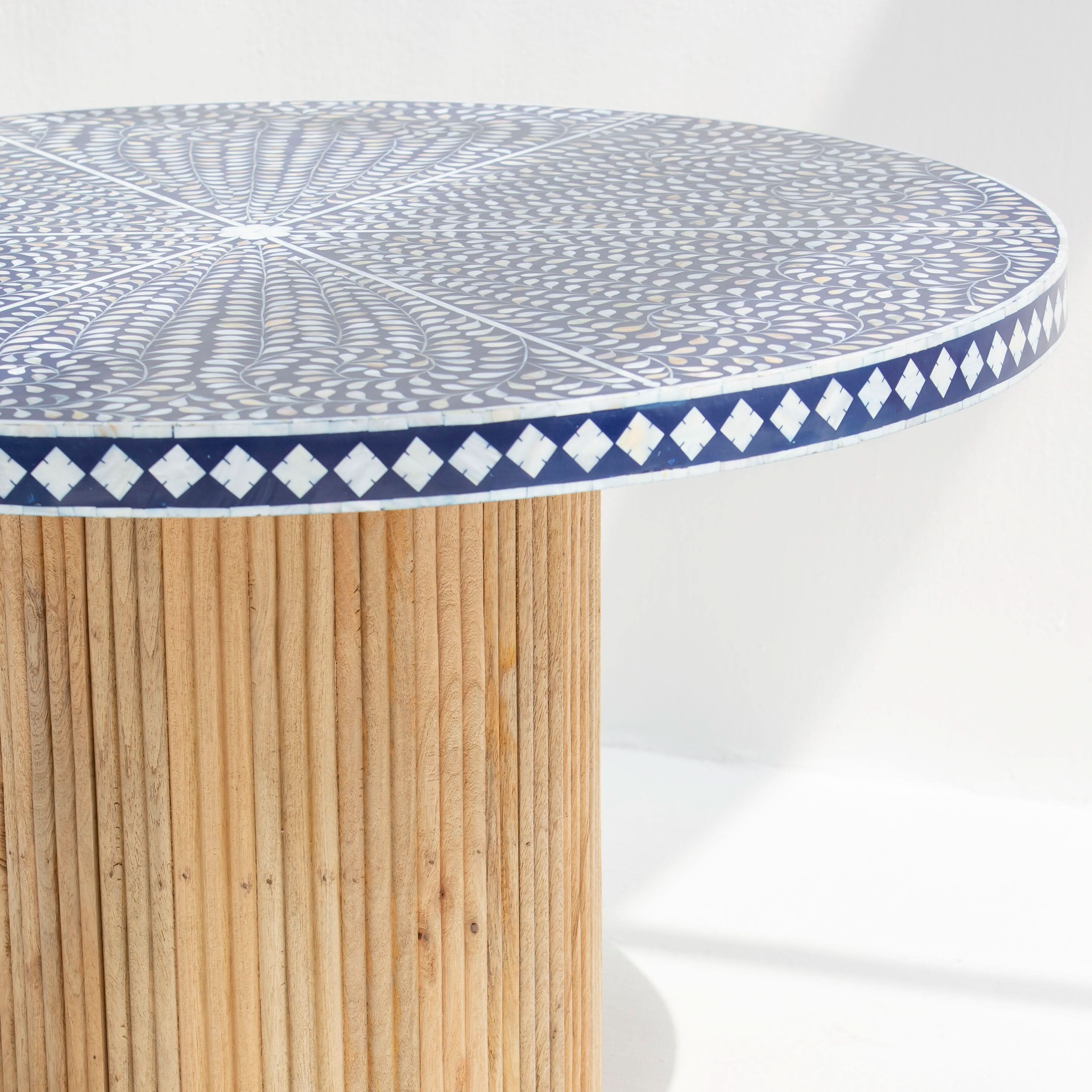 OCEANIC BLUE MOTHER OF PEARL DINING TABLE - Art and craft furniture