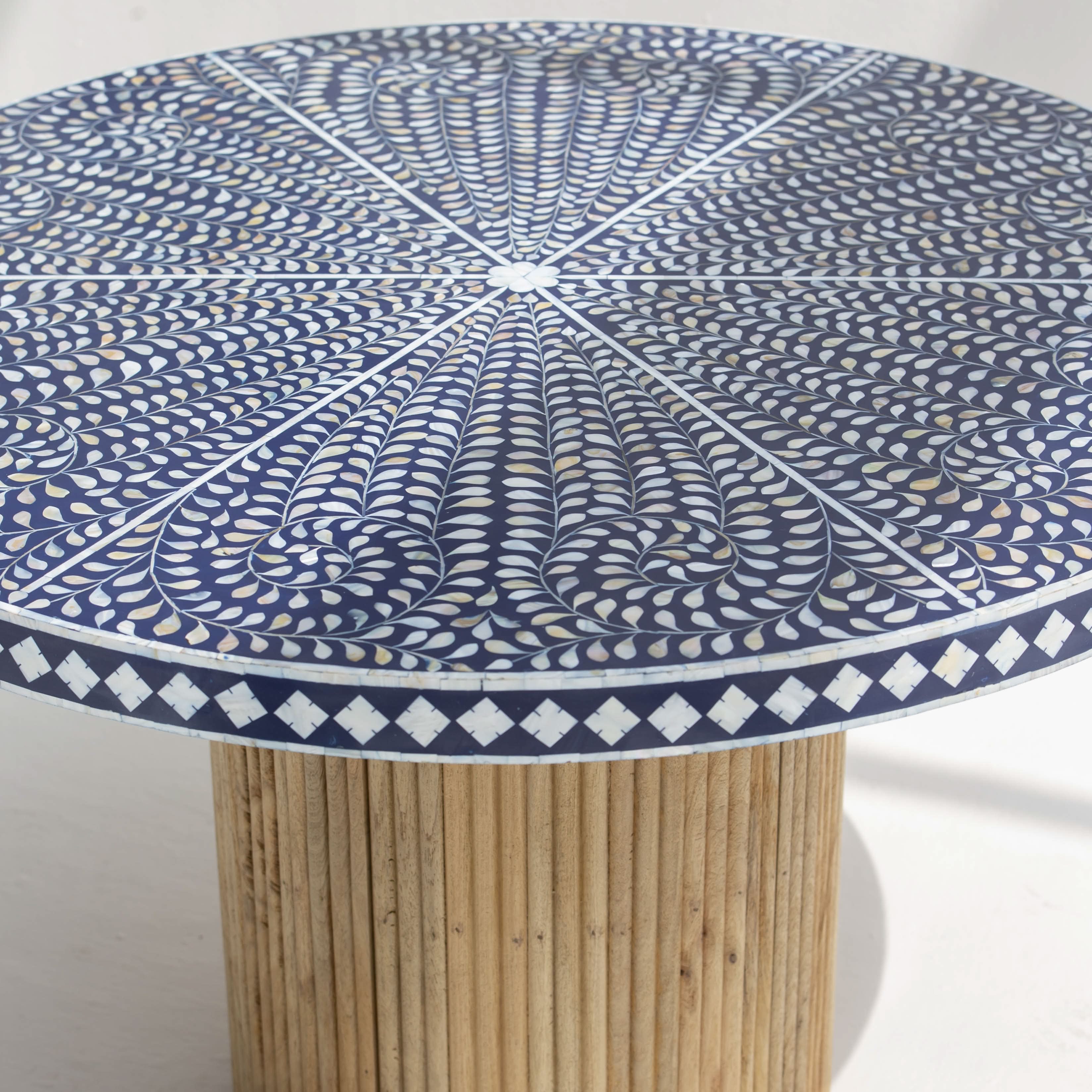 OCEANIC BLUE MOTHER OF PEARL DINING TABLE - Art and craft furniture