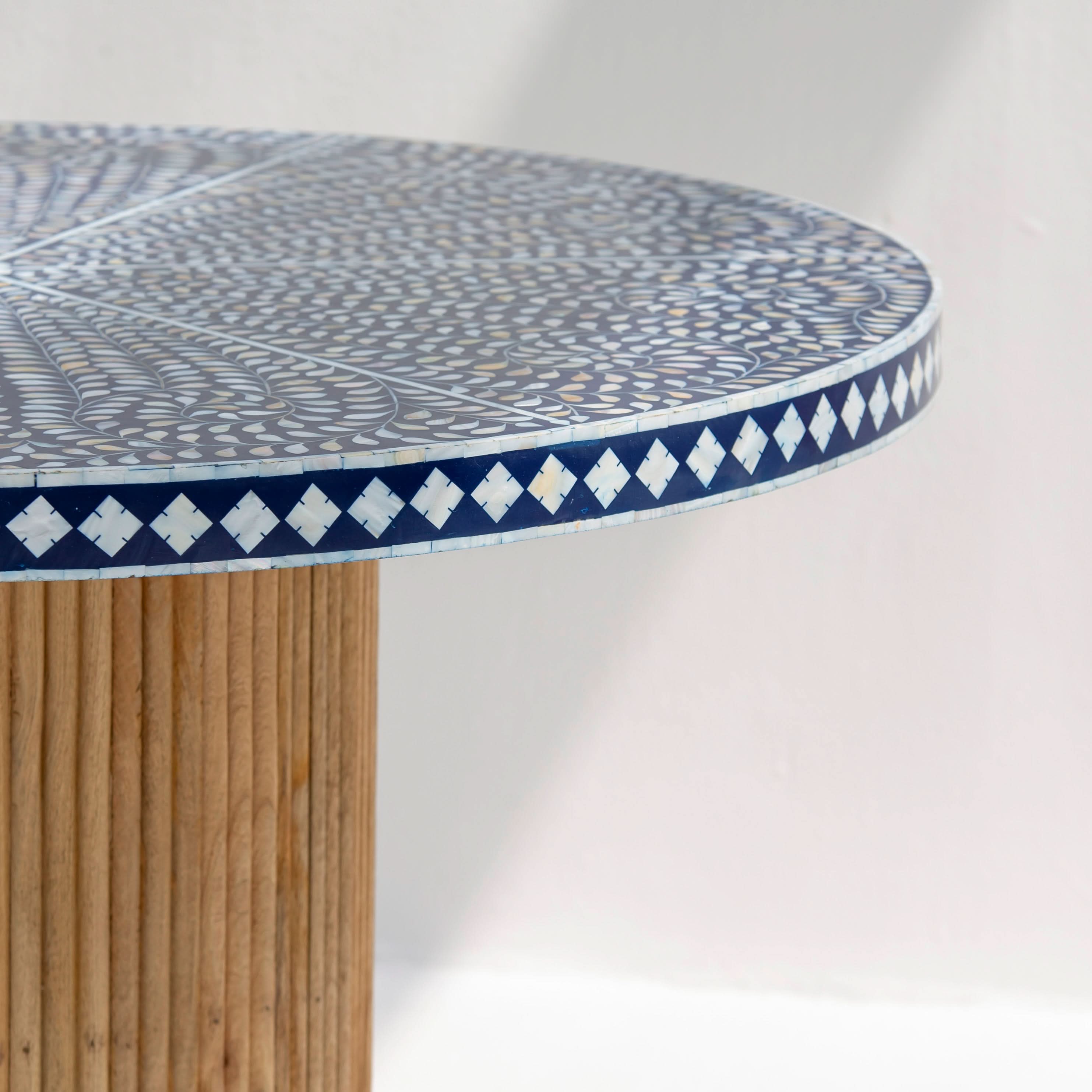 OCEANIC BLUE MOTHER OF PEARL DINING TABLE - Art and craft furniture
