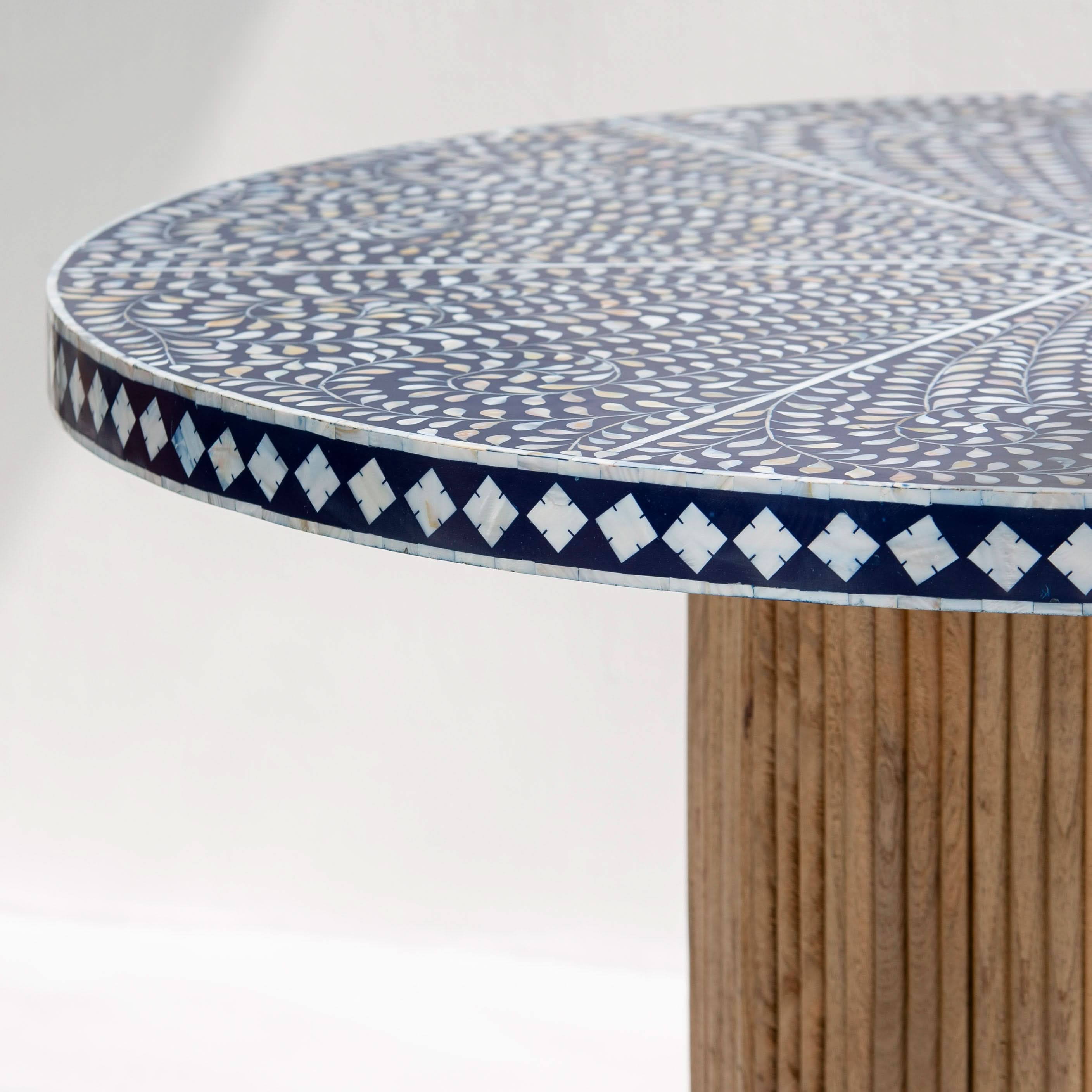 OCEANIC BLUE MOTHER OF PEARL DINING TABLE - Art and craft furniture