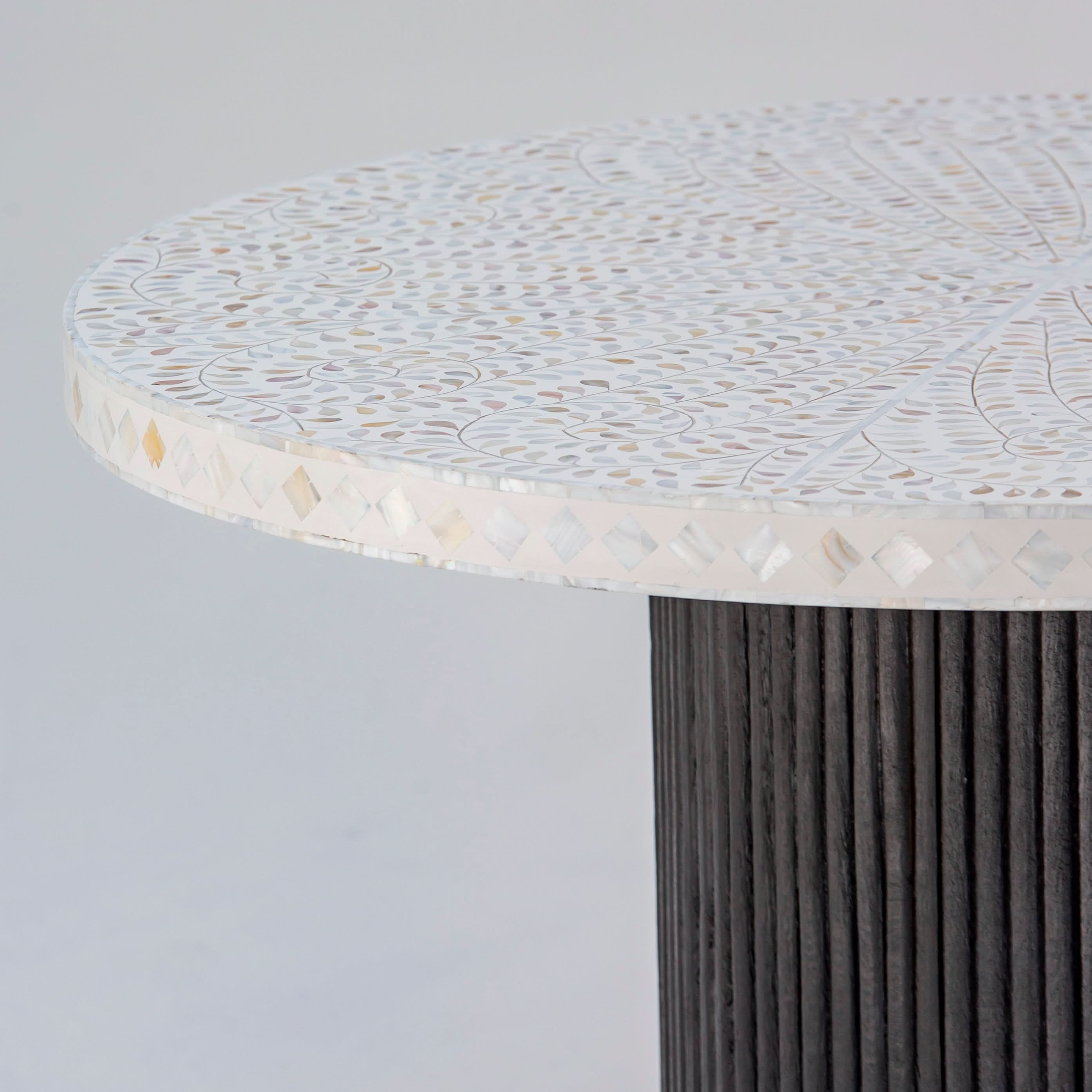 OCEAN-WHITE MOTHER OF PEARL DINING TABLE - Art and craft furniture