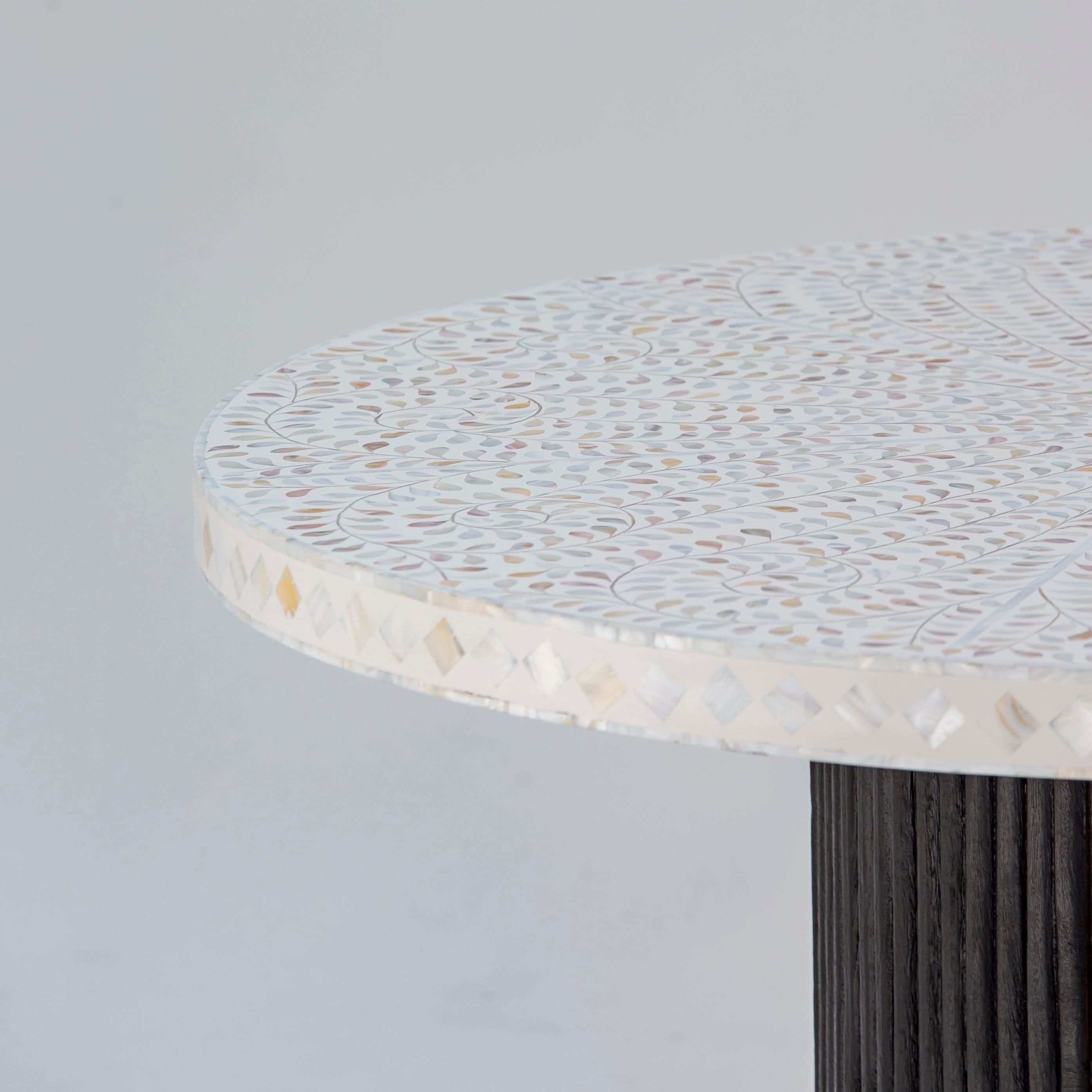 OCEAN-WHITE MOTHER OF PEARL DINING TABLE - Art and craft furniture