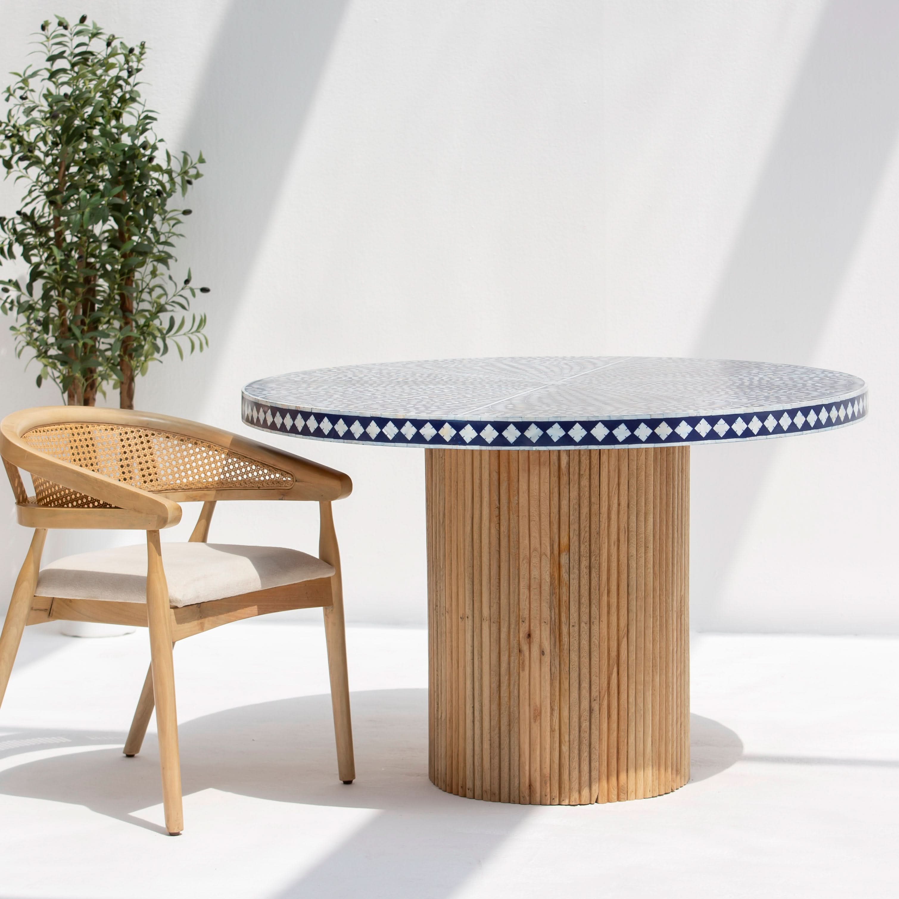 OCEANIC BLUE MOTHER OF PEARL DINING TABLE - Art and craft furniture