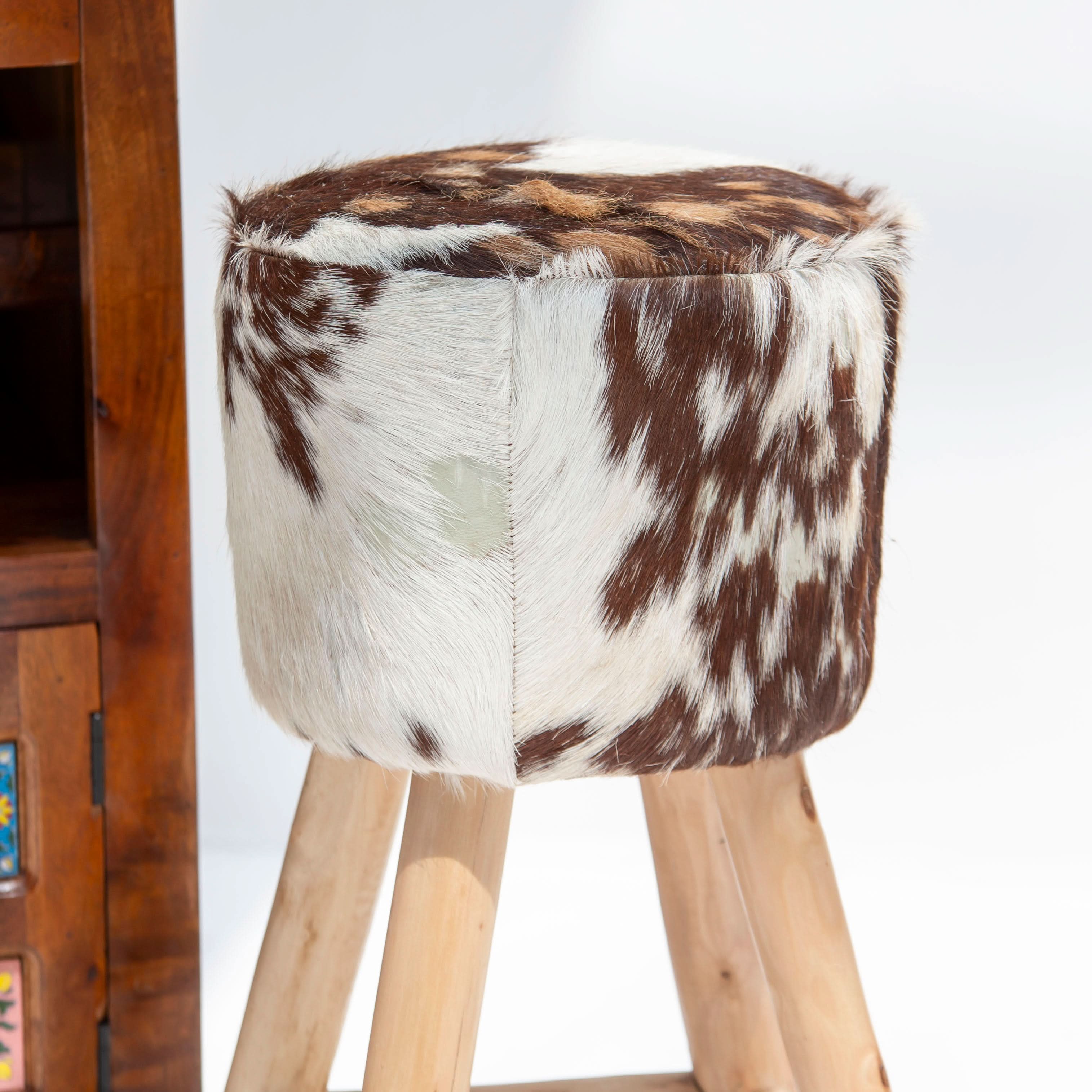 WOODEN LEATHER BAR STOOL - Art and craft furniture