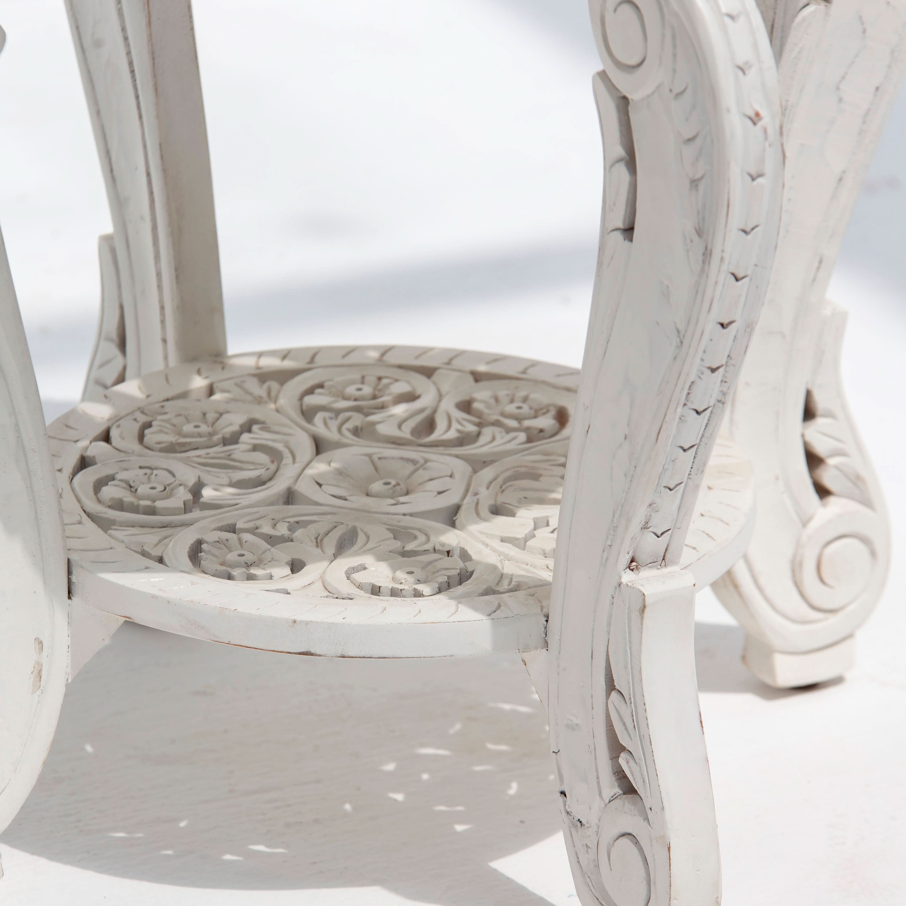 WOODEN CARVED ROUND STOOL - Art and craft furniture
