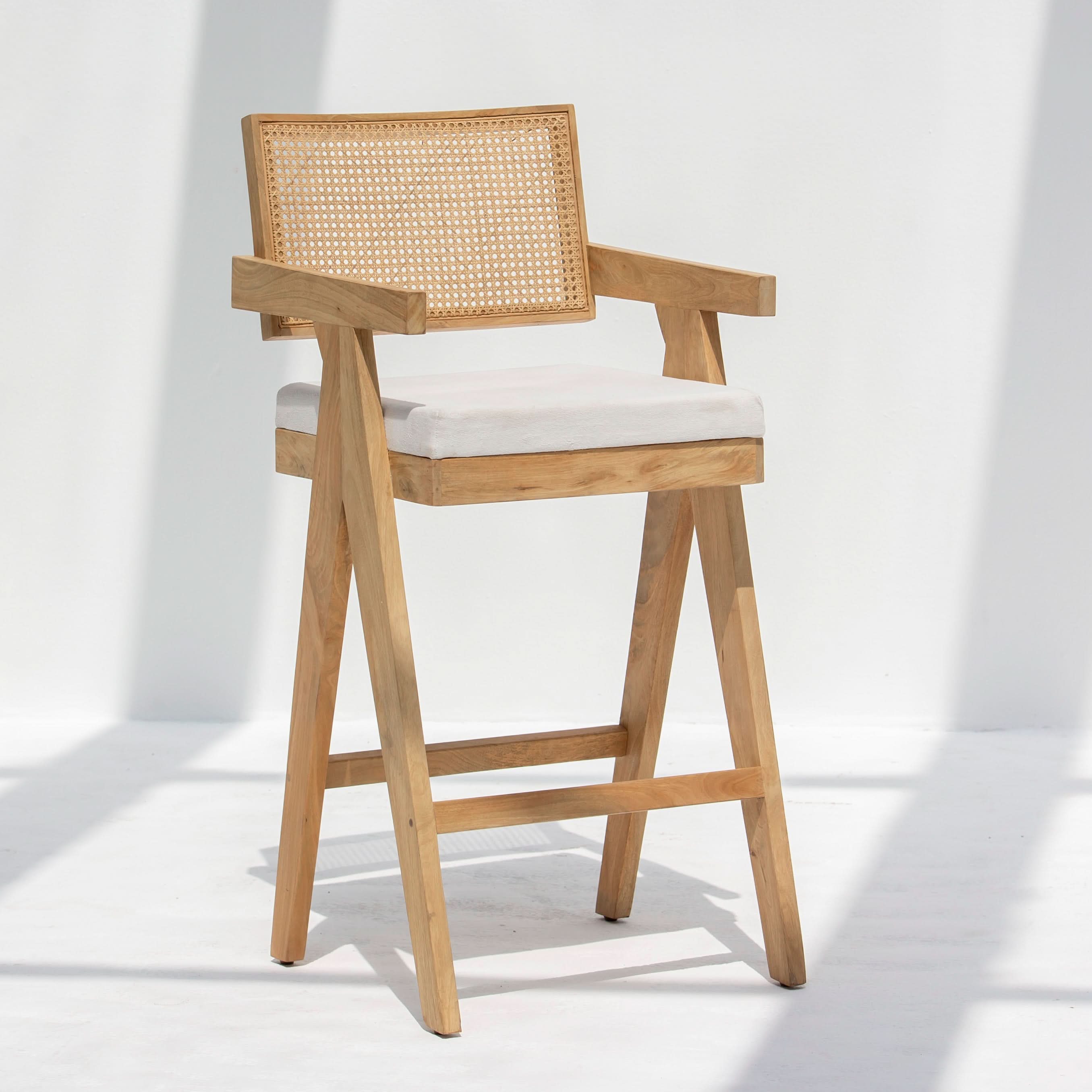 CANOVIA WOODEN CANE HIGH BAR CHAIR - Art and craft furniture