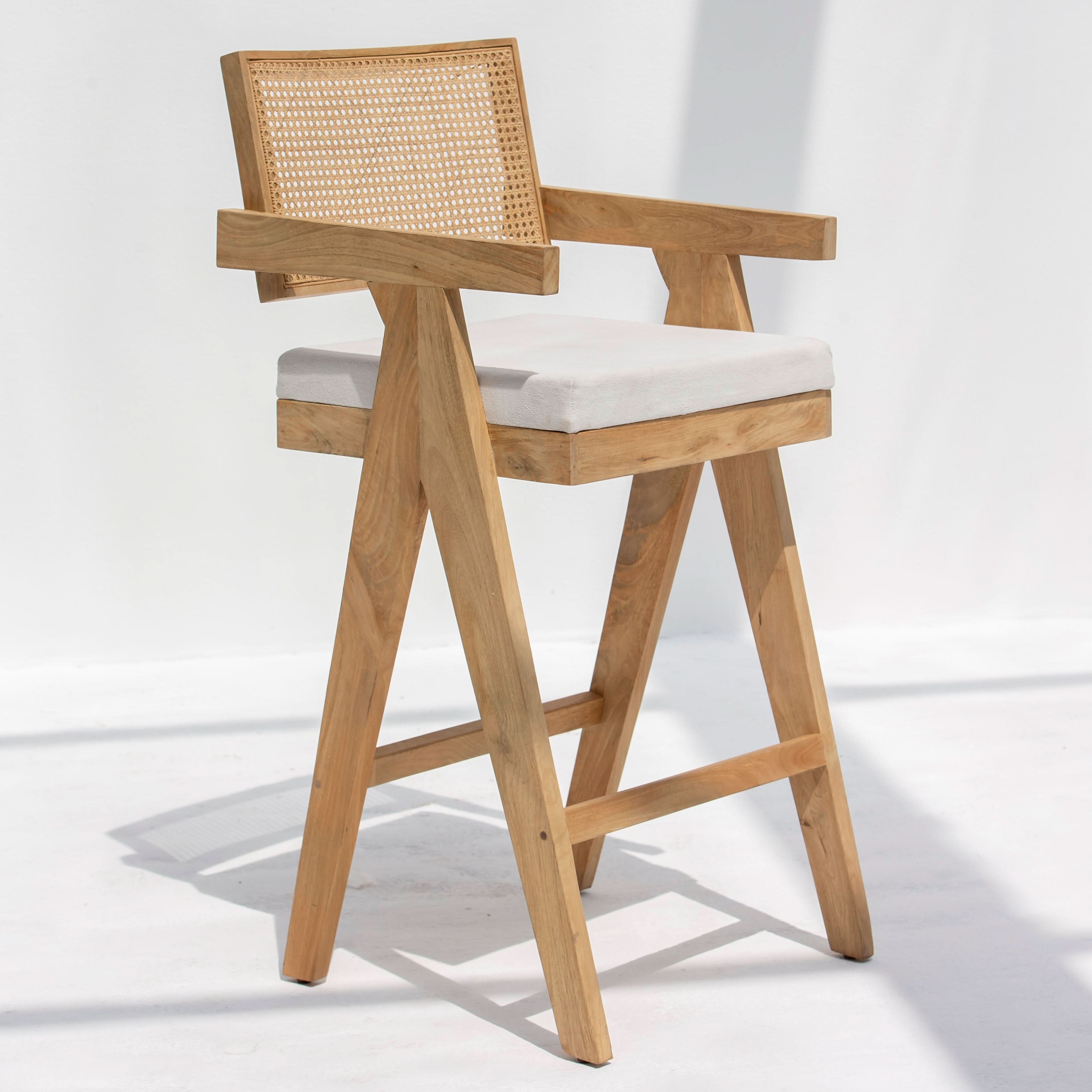 CANOVIA WOODEN CANE HIGH BAR CHAIR - Art and craft furniture