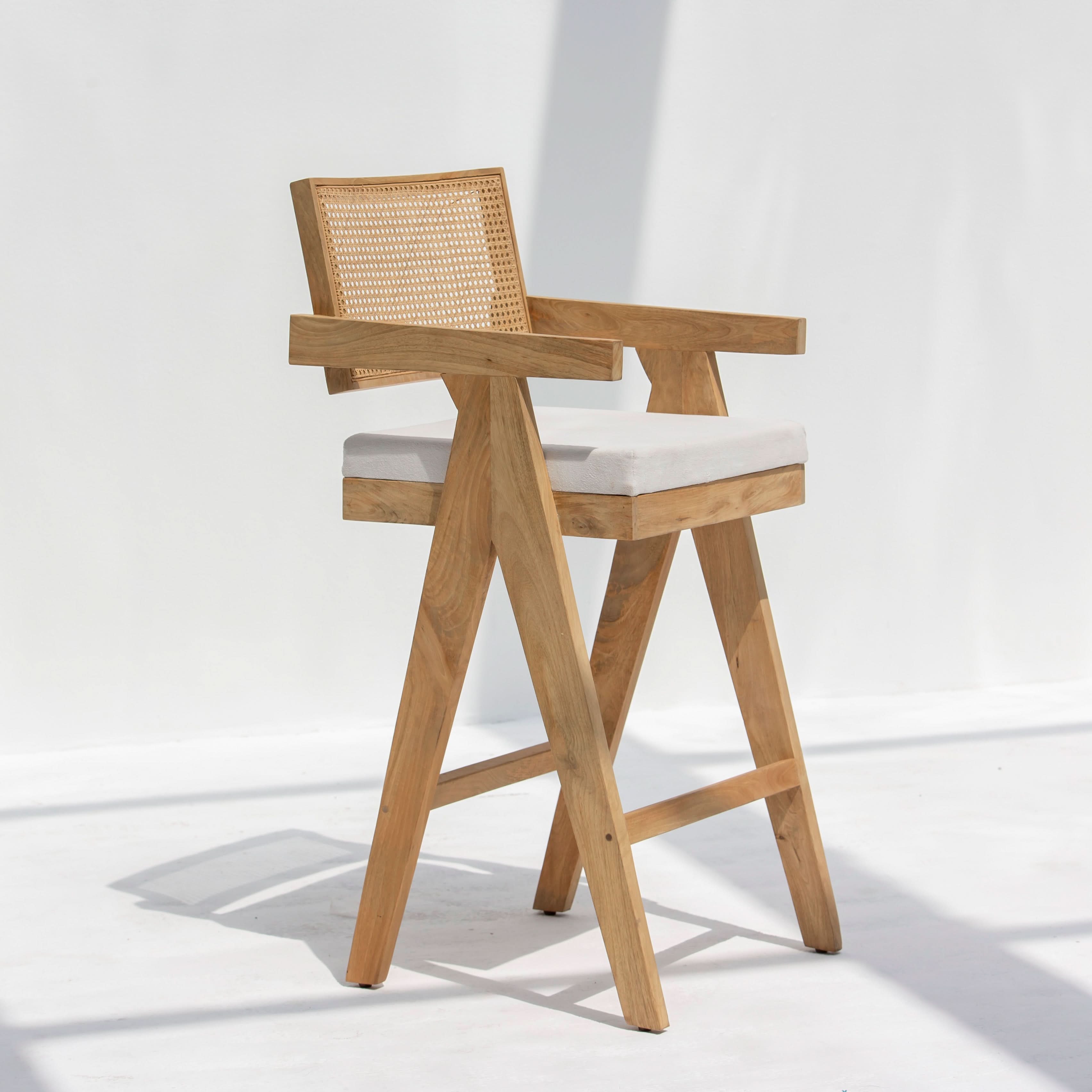CANOVIA WOODEN CANE HIGH BAR CHAIR - Art and craft furniture
