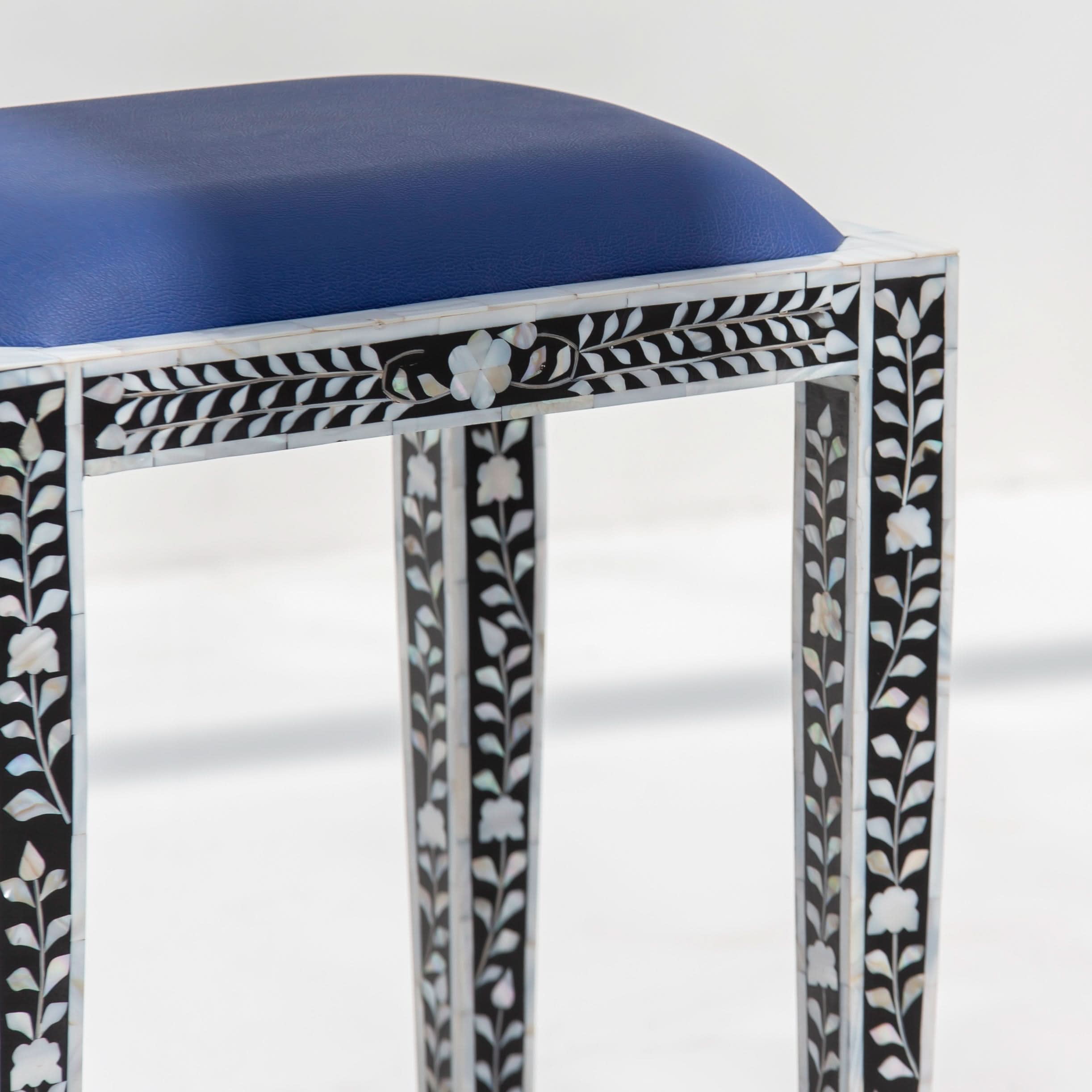 OCEAN-BLACK MOTHER OF PEARL SEATING STOOL - Art and craft furniture