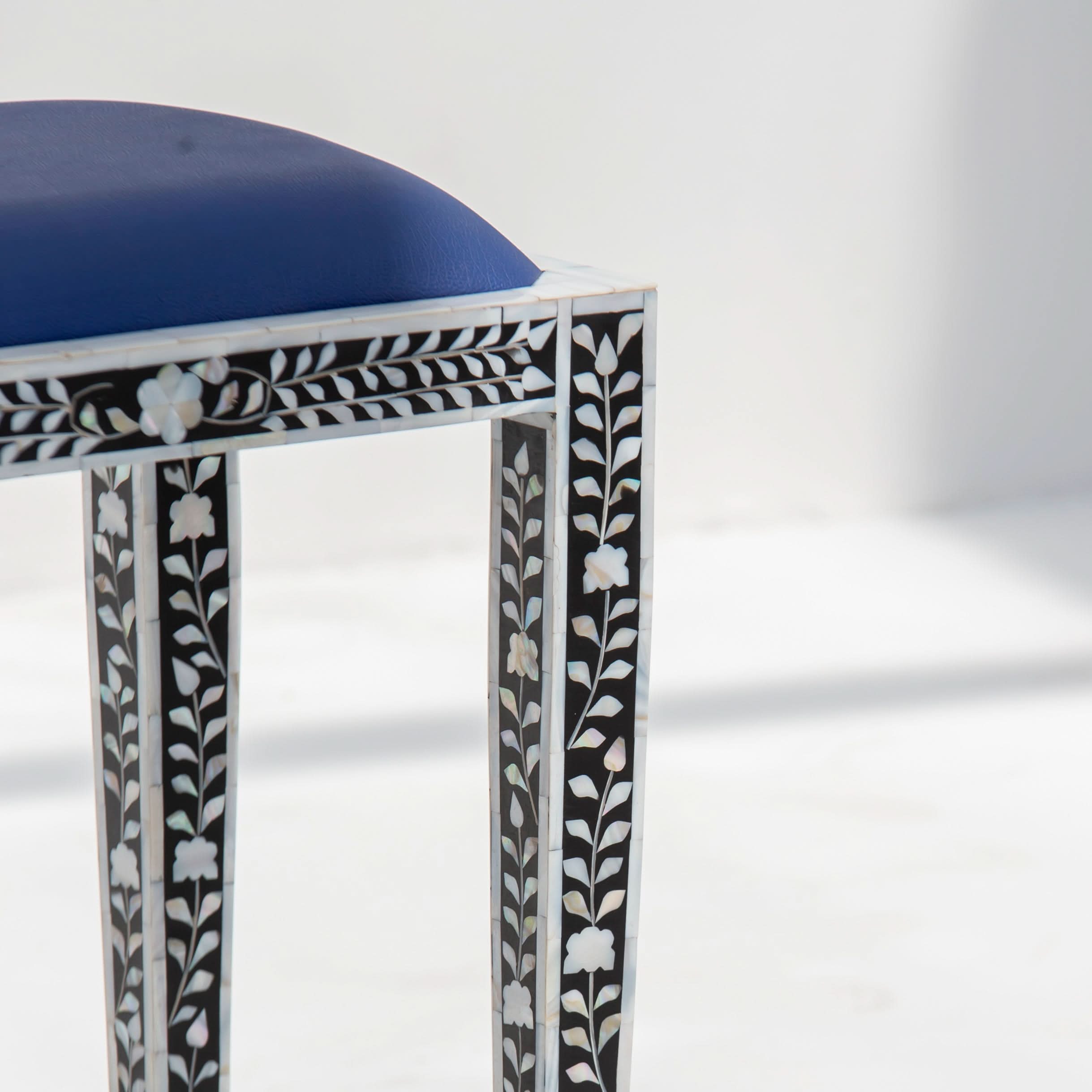 OCEAN-BLACK MOTHER OF PEARL SEATING STOOL - Art and craft furniture