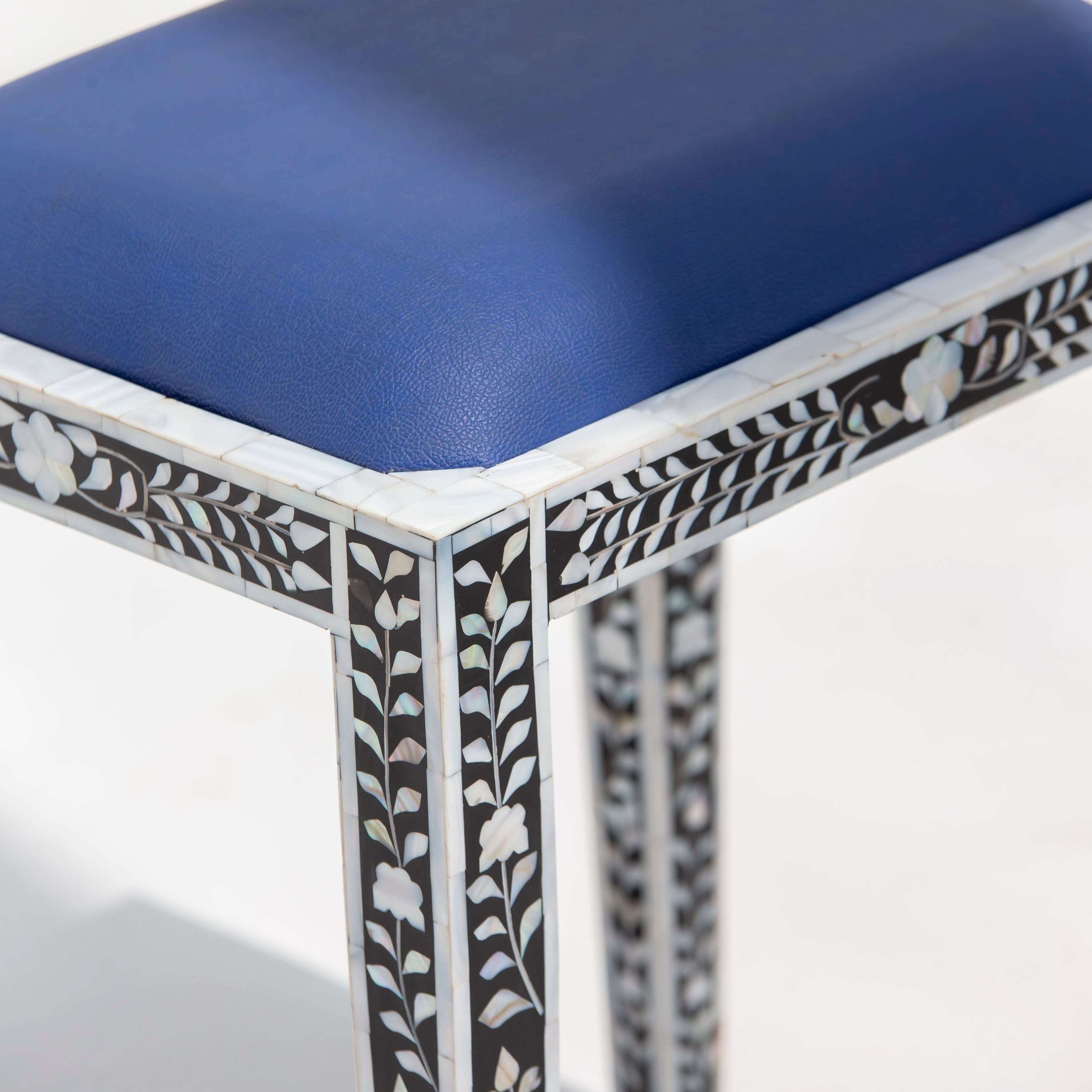 OCEAN-BLACK MOTHER OF PEARL SEATING STOOL - Art and craft furniture