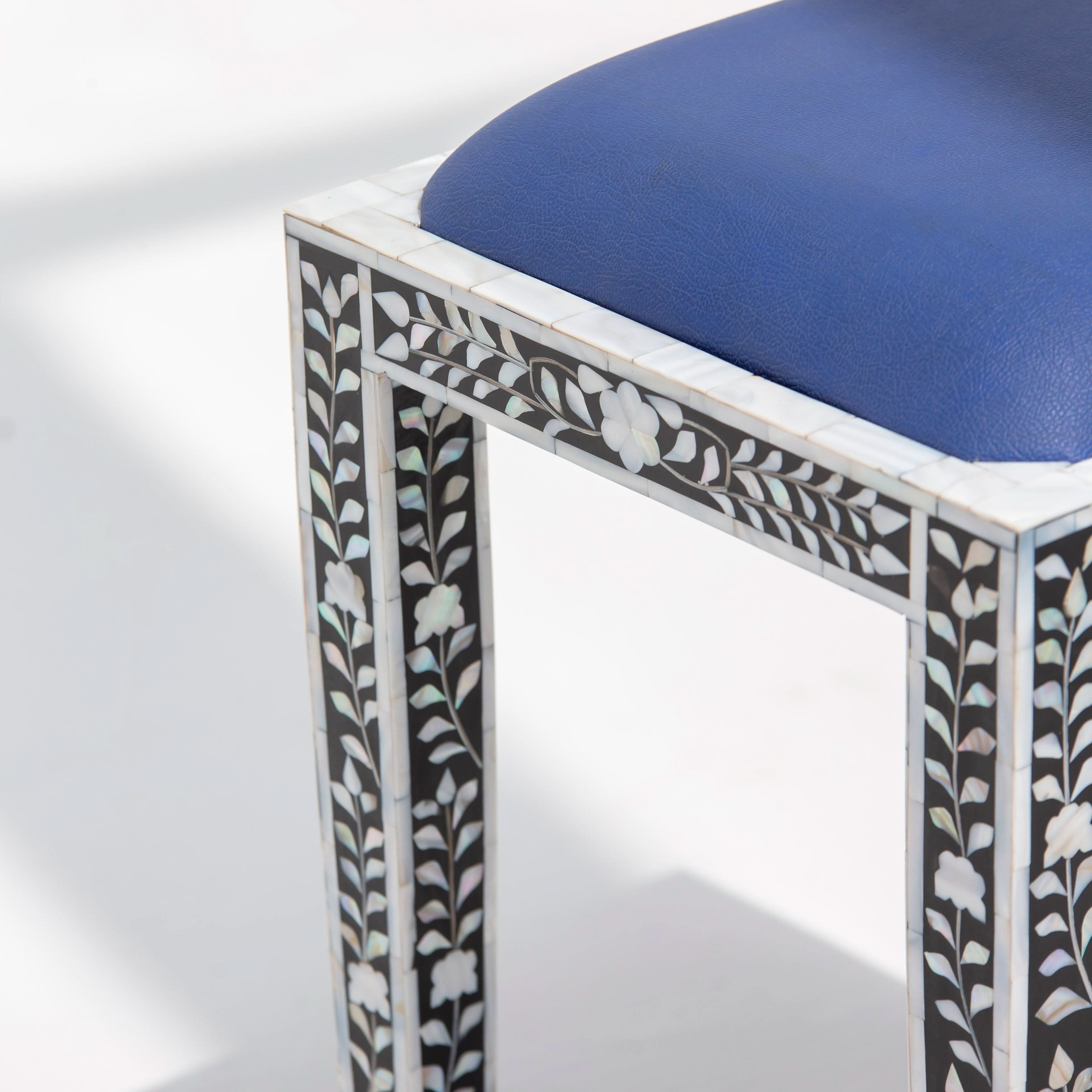 OCEAN-BLACK MOTHER OF PEARL SEATING STOOL - Art and craft furniture