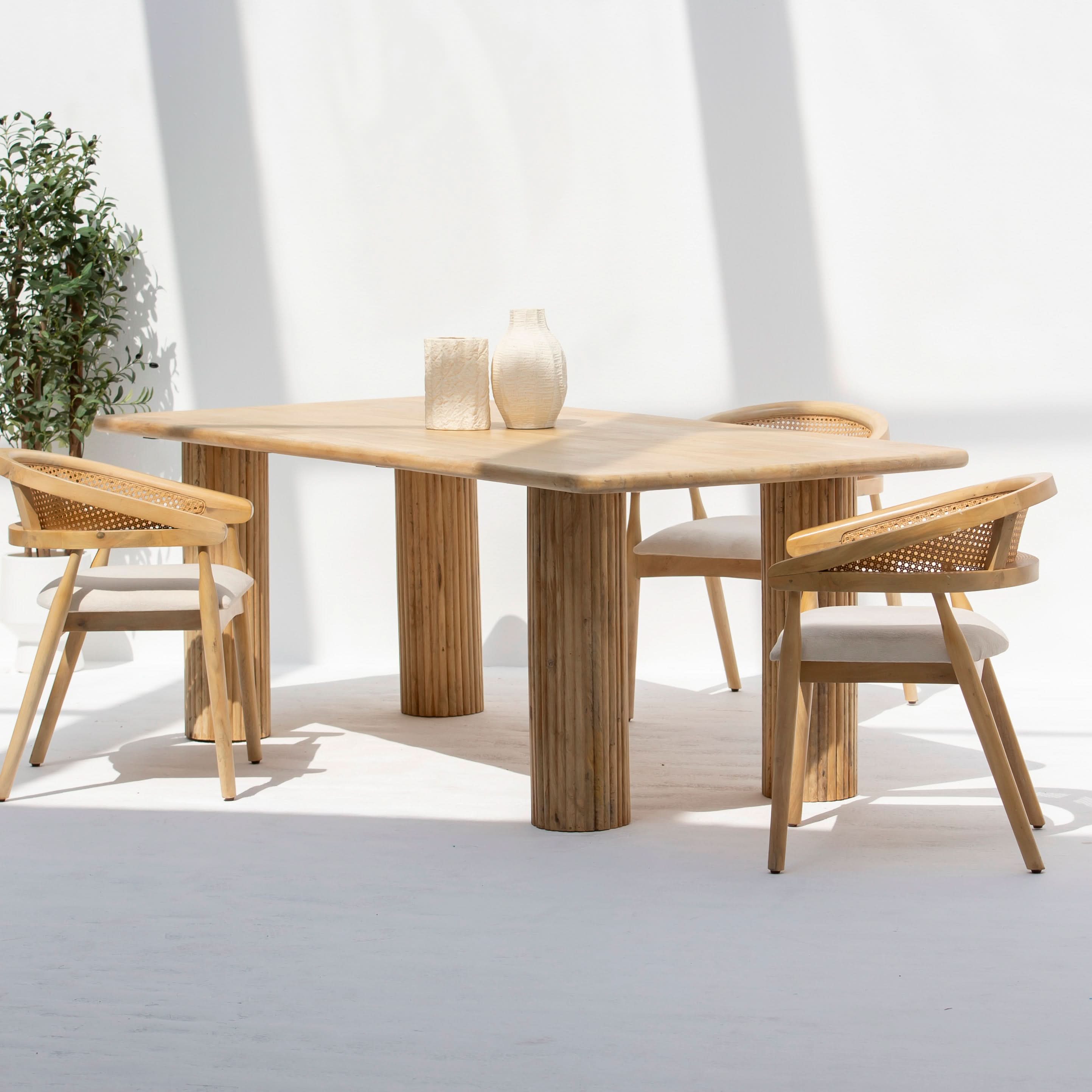 LUWIN LINING WOODEN FOUR LEG DINING TABLE - Art and craft furniture