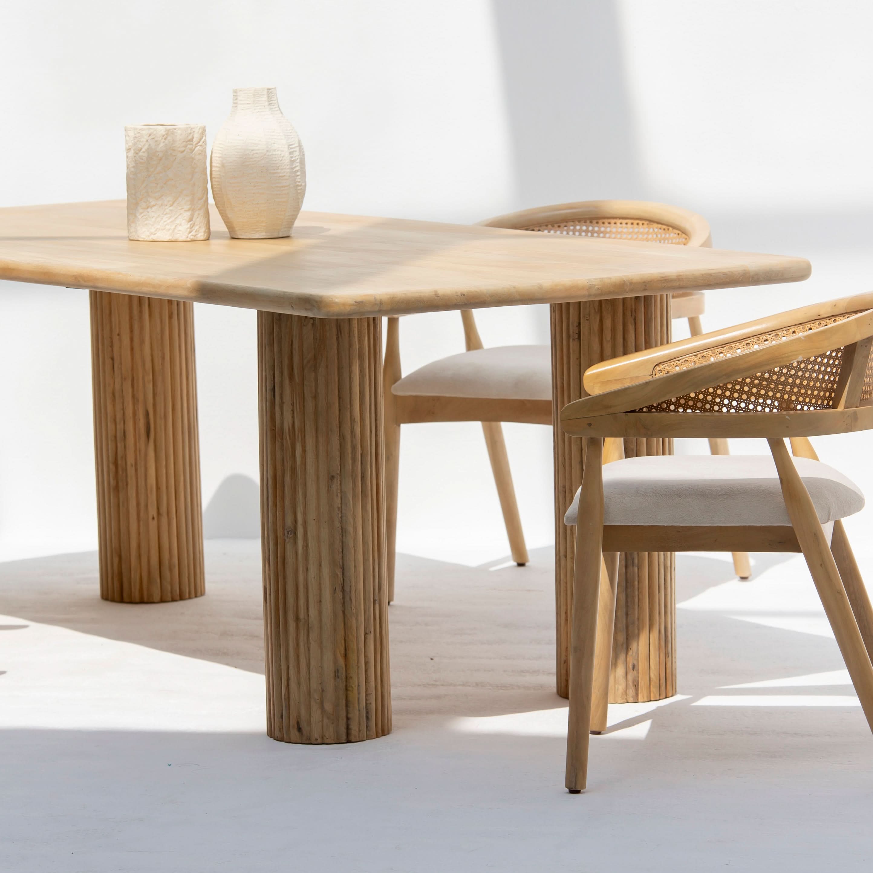 LUWIN LINING WOODEN FOUR LEG DINING TABLE - Art and craft furniture