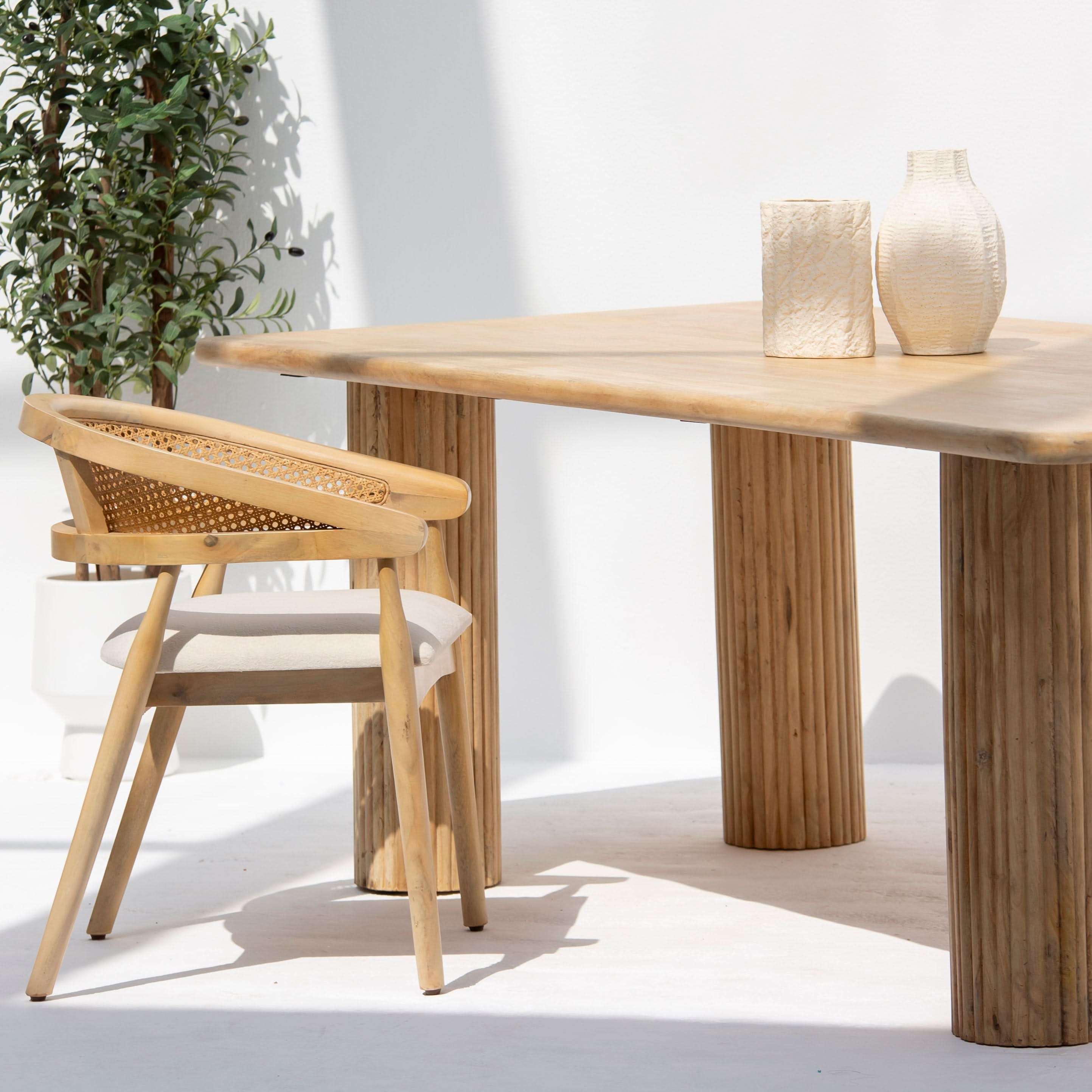 LUWIN LINING WOODEN FOUR LEG DINING TABLE - Art and craft furniture