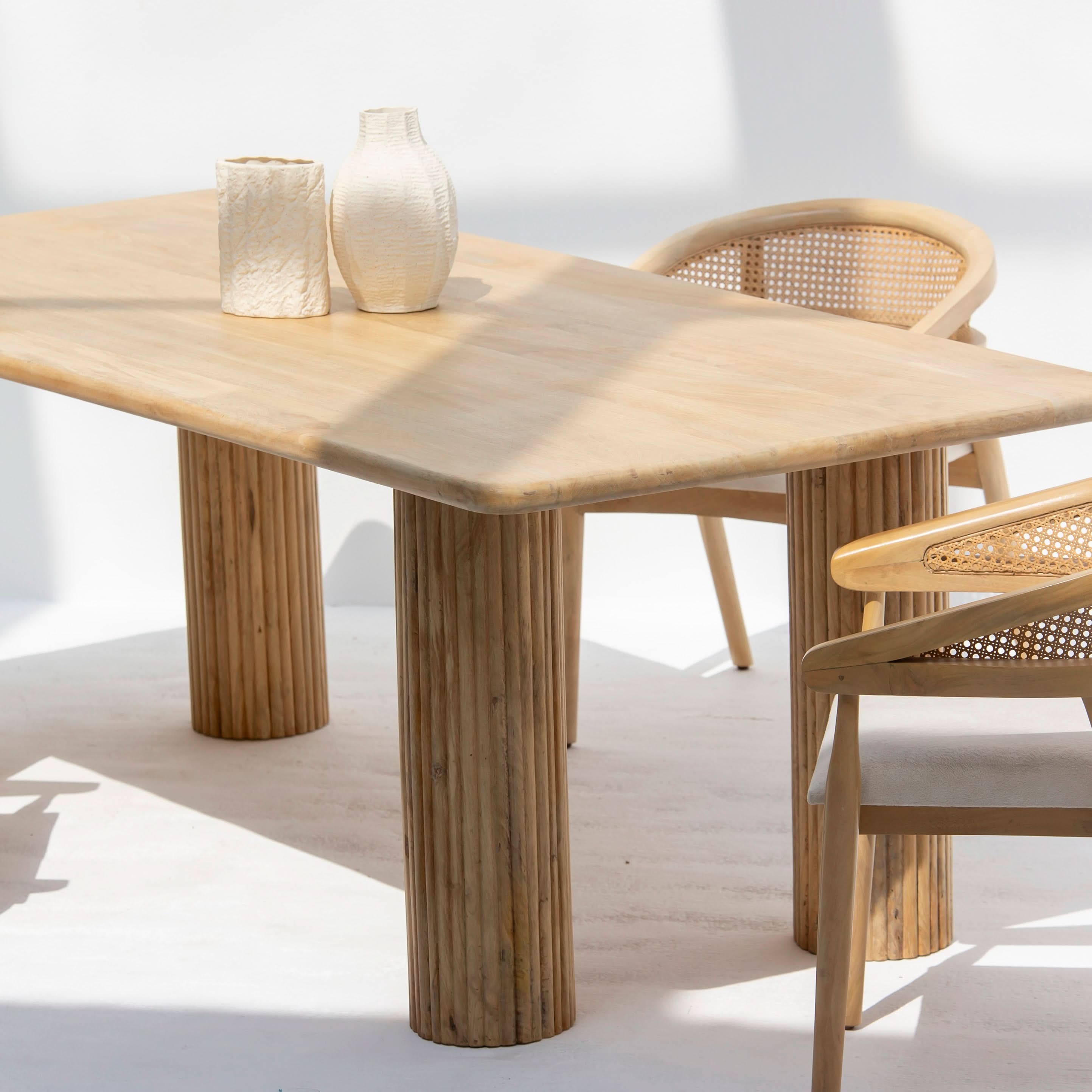 LUWIN LINING WOODEN FOUR LEG DINING TABLE - Art and craft furniture