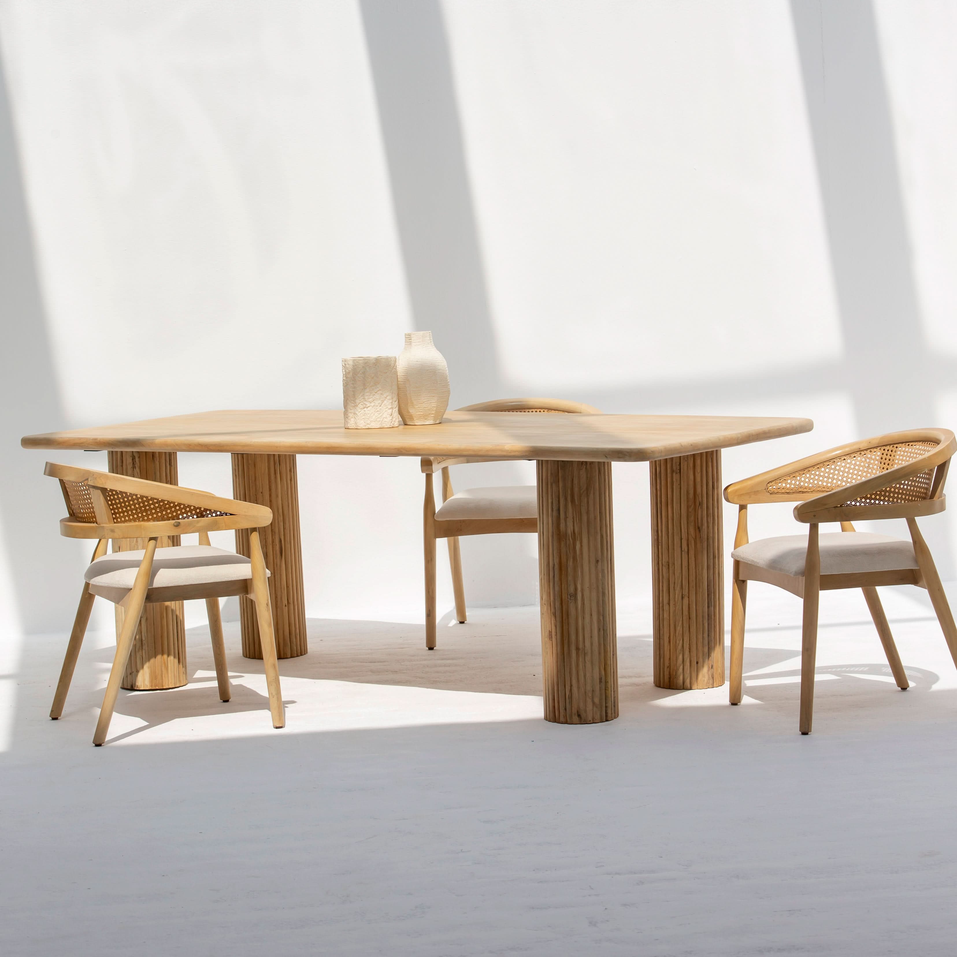 LUWIN LINING WOODEN FOUR LEG DINING TABLE - Art and craft furniture