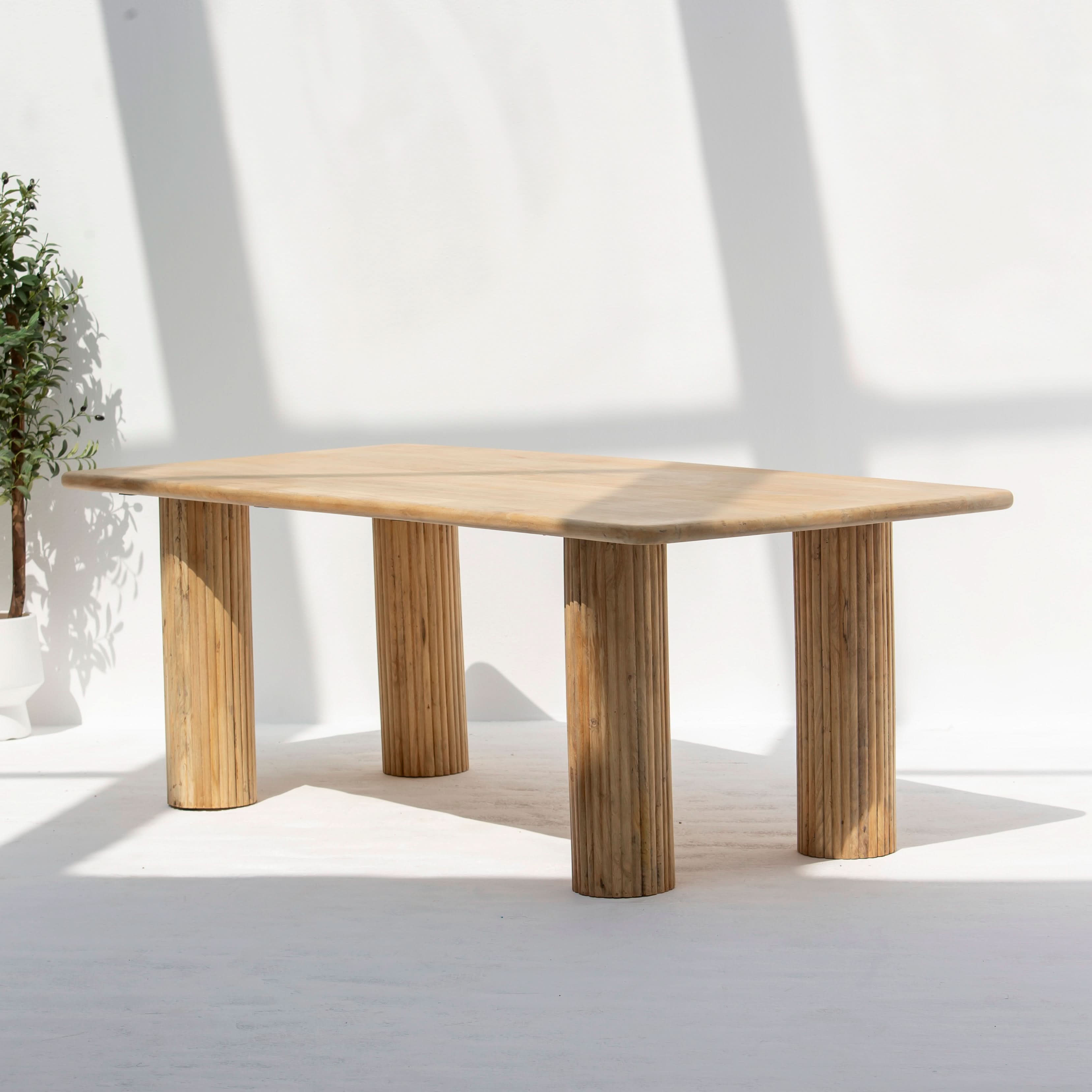 LUWIN LINING WOODEN FOUR LEG DINING TABLE - Art and craft furniture