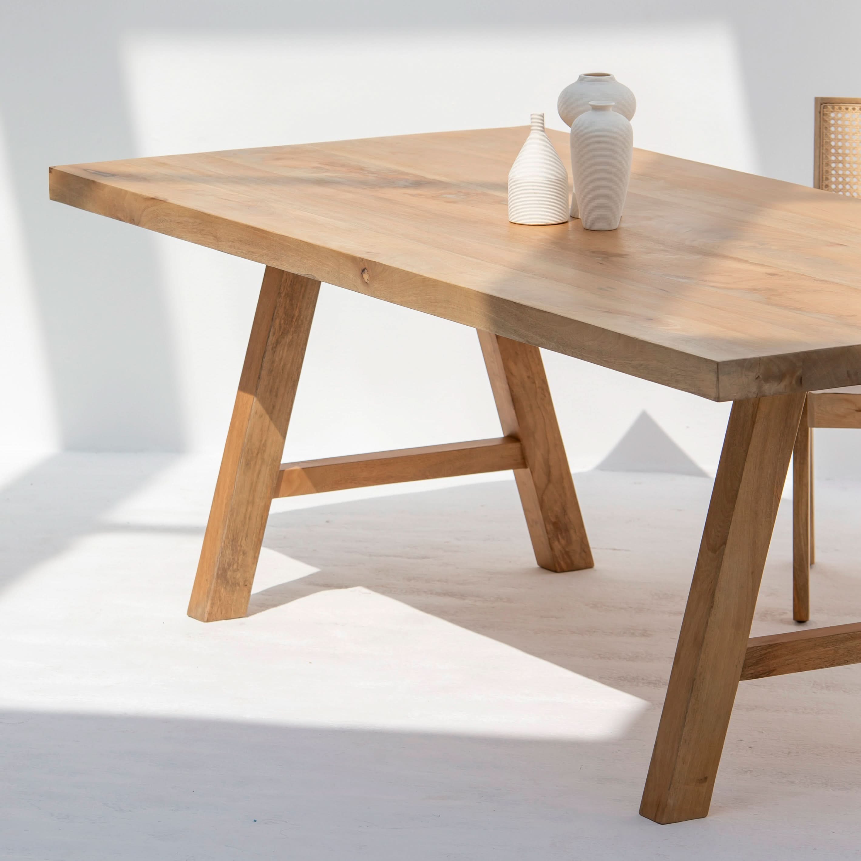 AUREVO WOODEN PLAN FINISH DINING TABLE - Art and craft furniture