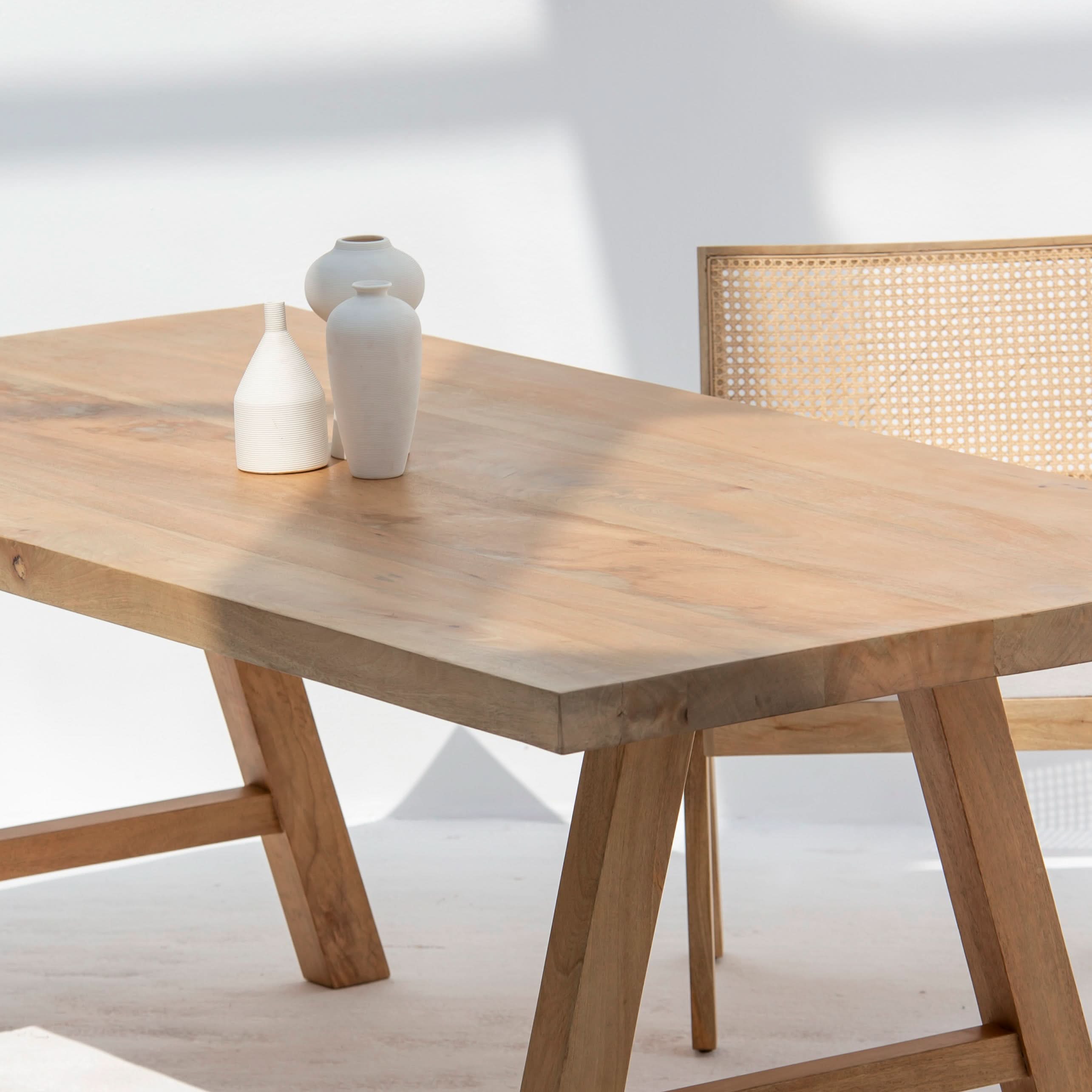 AUREVO WOODEN PLAN FINISH DINING TABLE - Art and craft furniture
