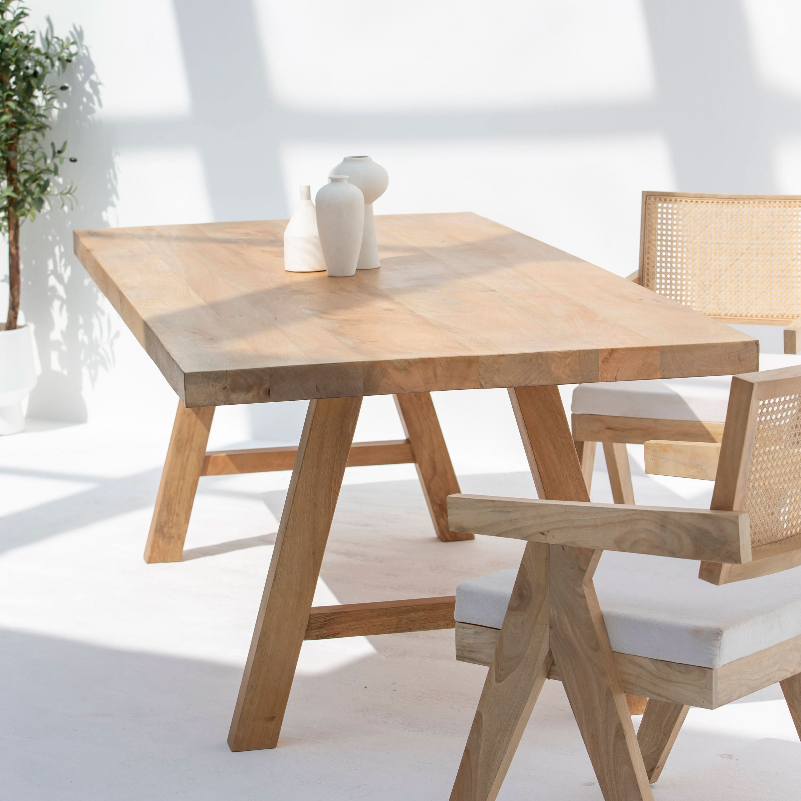 AUREVO WOODEN PLAN FINISH DINING TABLE - Art and craft furniture