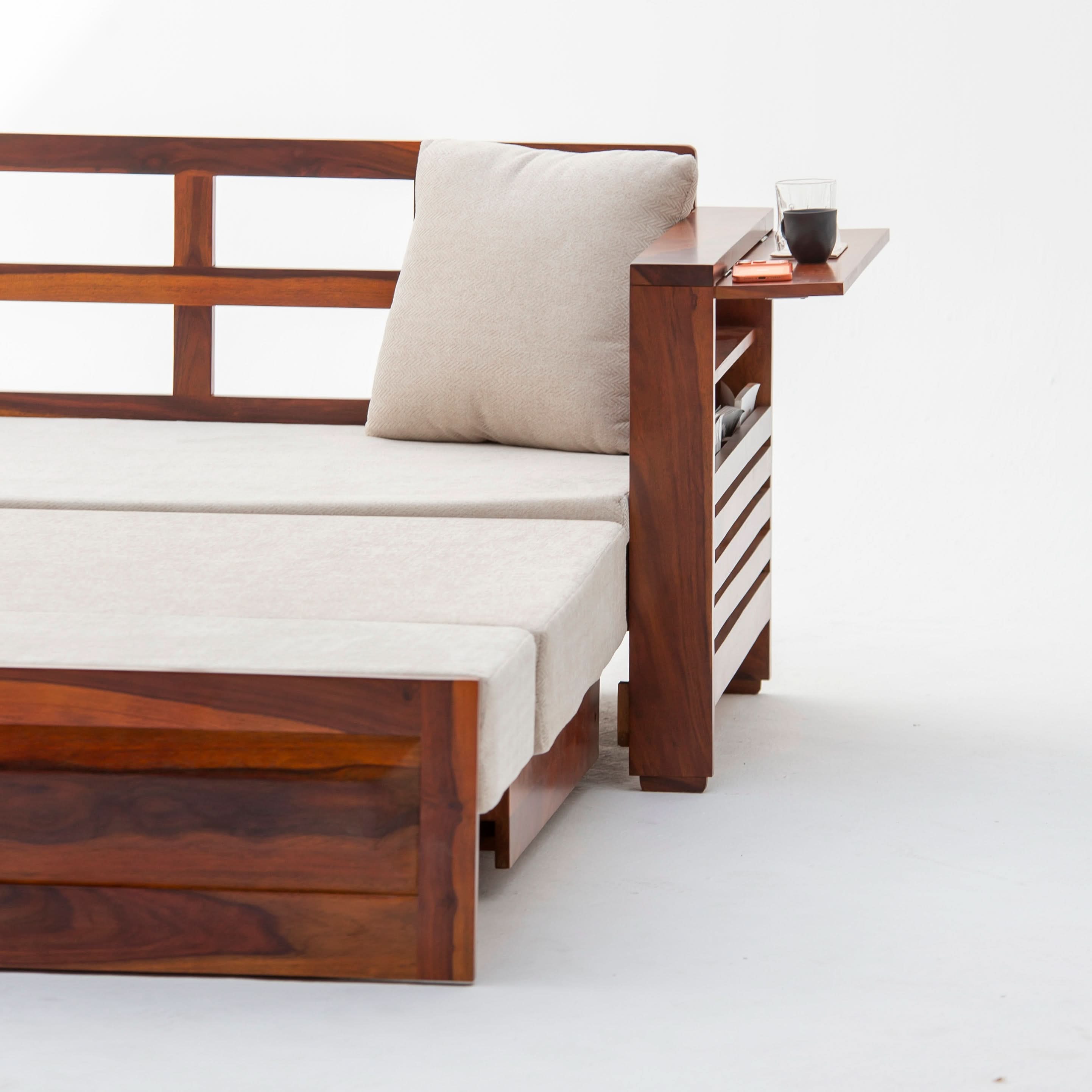 BARCELONA WOODEN SOFA CUM BED - Art and craft furniture