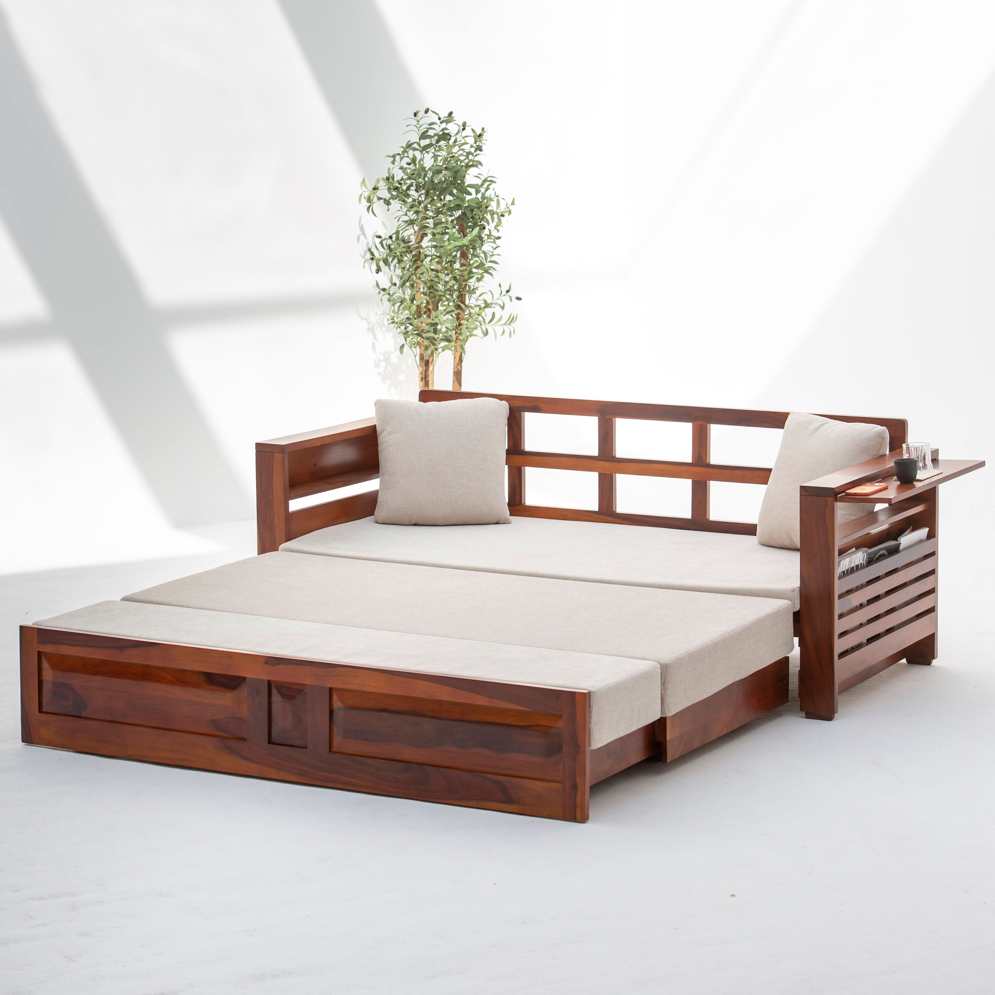 BARCELONA WOODEN SOFA CUM BED - Art and craft furniture