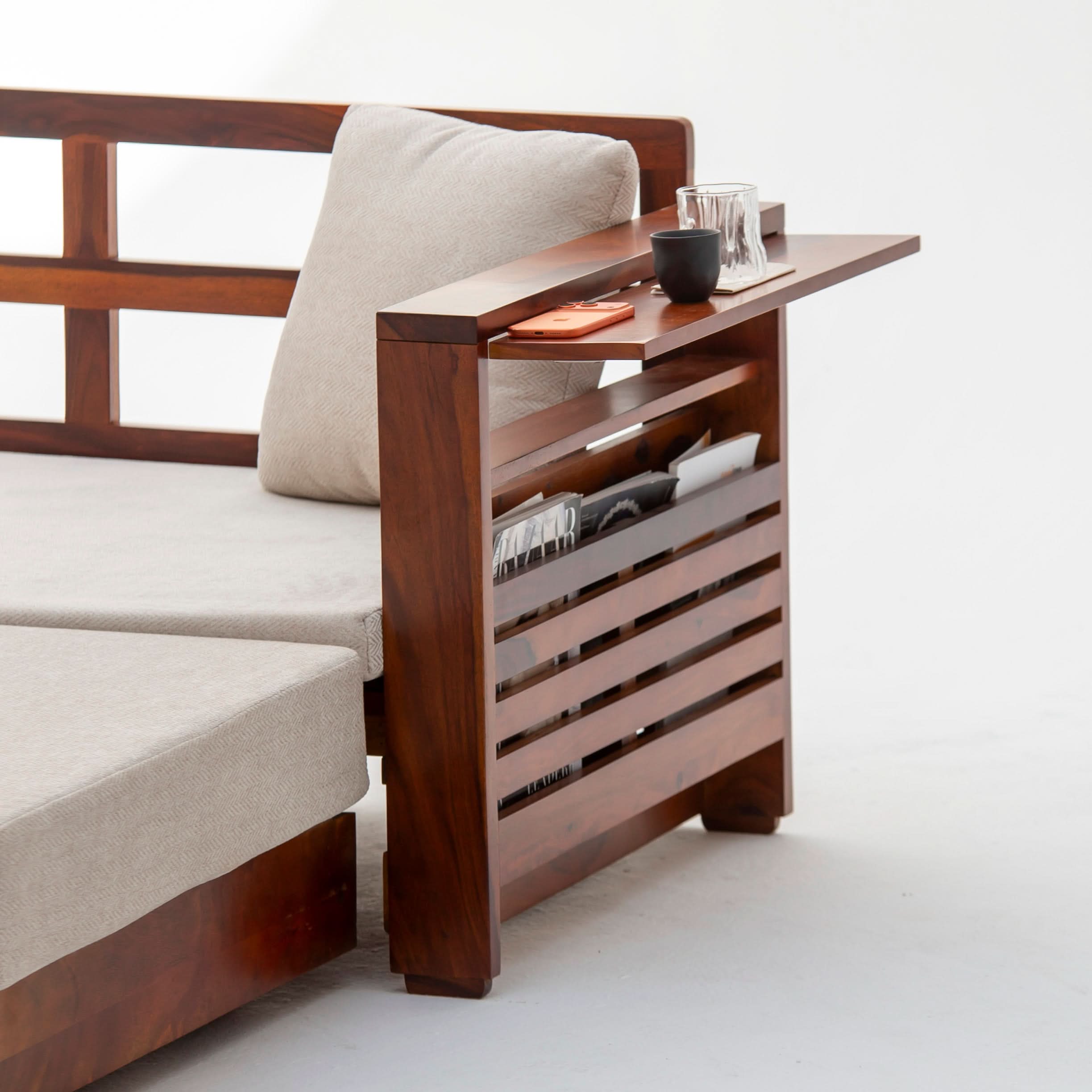 BARCELONA WOODEN SOFA CUM BED - Art and craft furniture