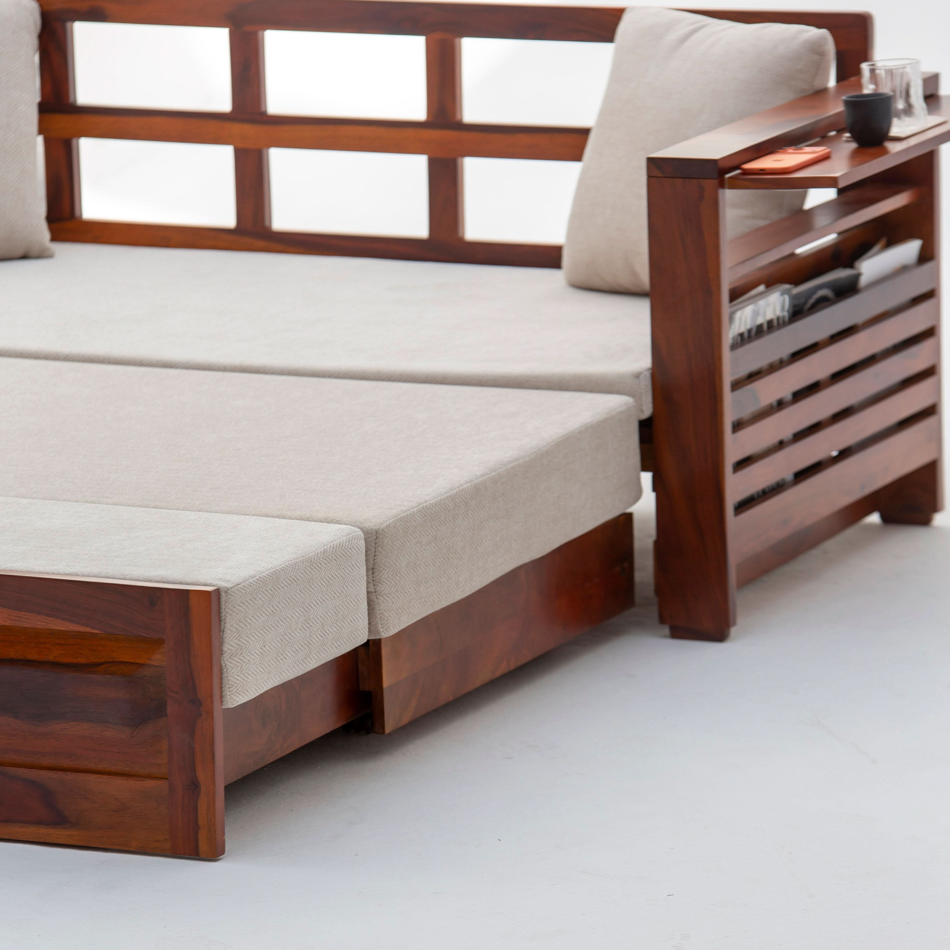 BARCELONA WOODEN SOFA CUM BED - Art and craft furniture