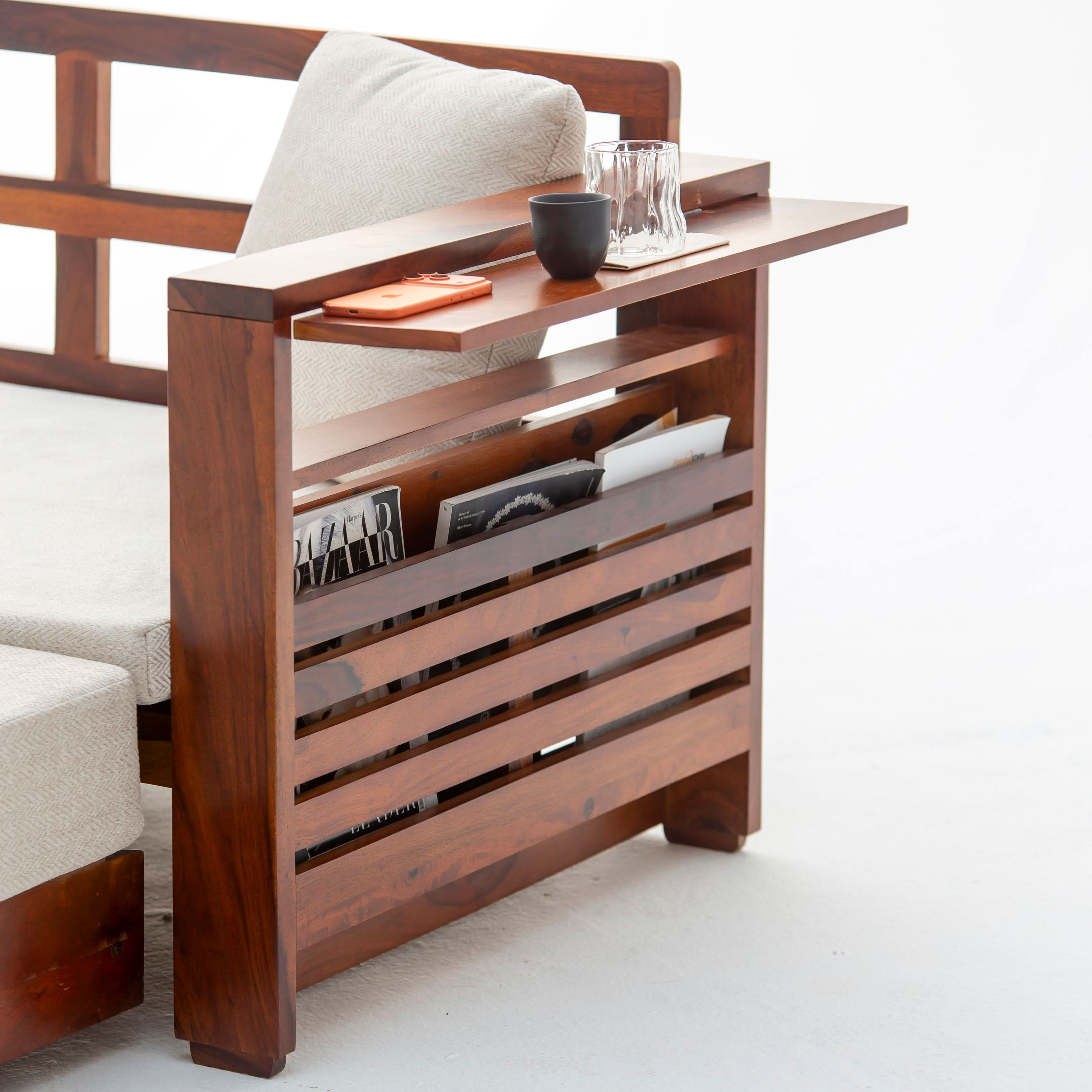 BARCELONA WOODEN SOFA CUM BED - Art and craft furniture