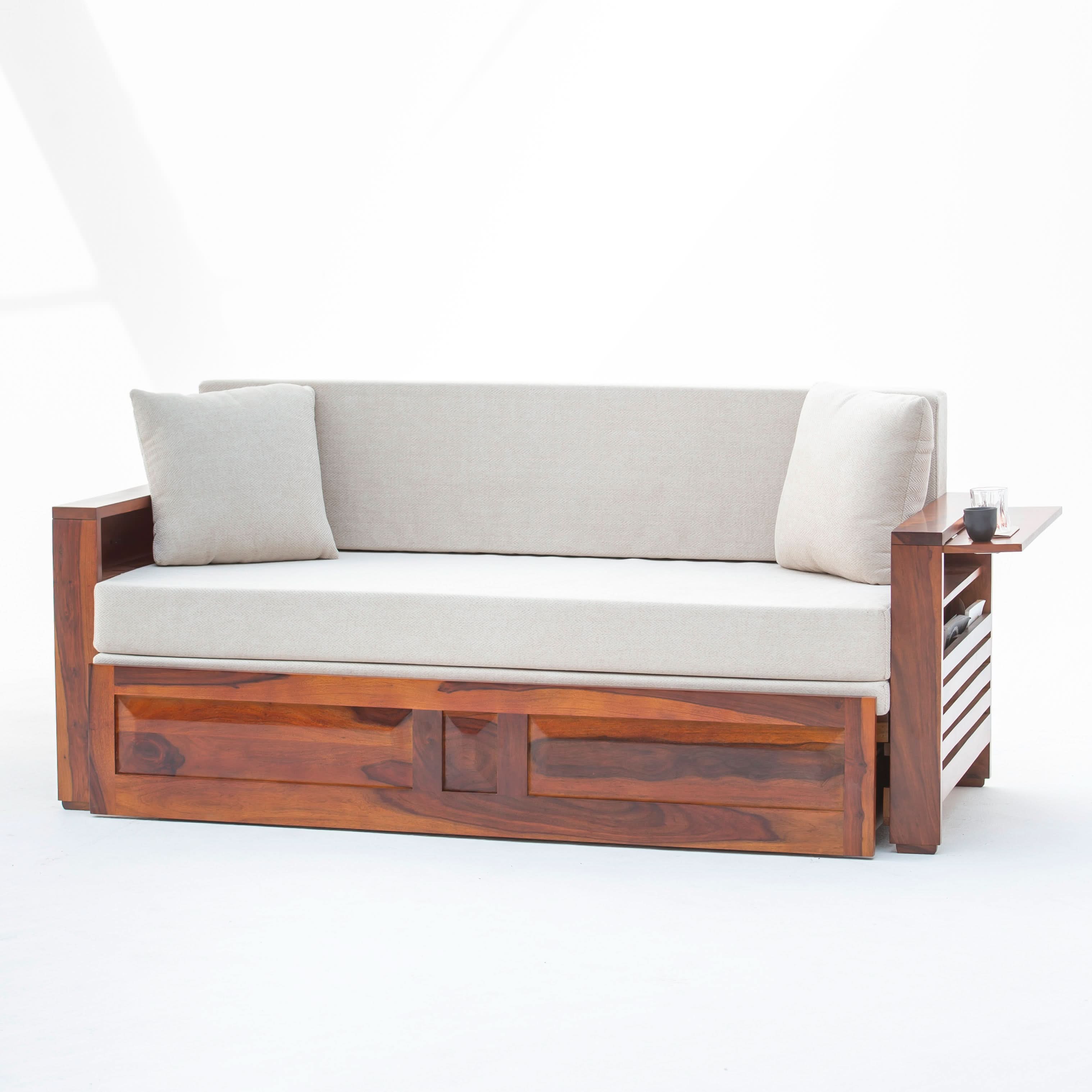 BARCELONA WOODEN SOFA CUM BED - Art and craft furniture