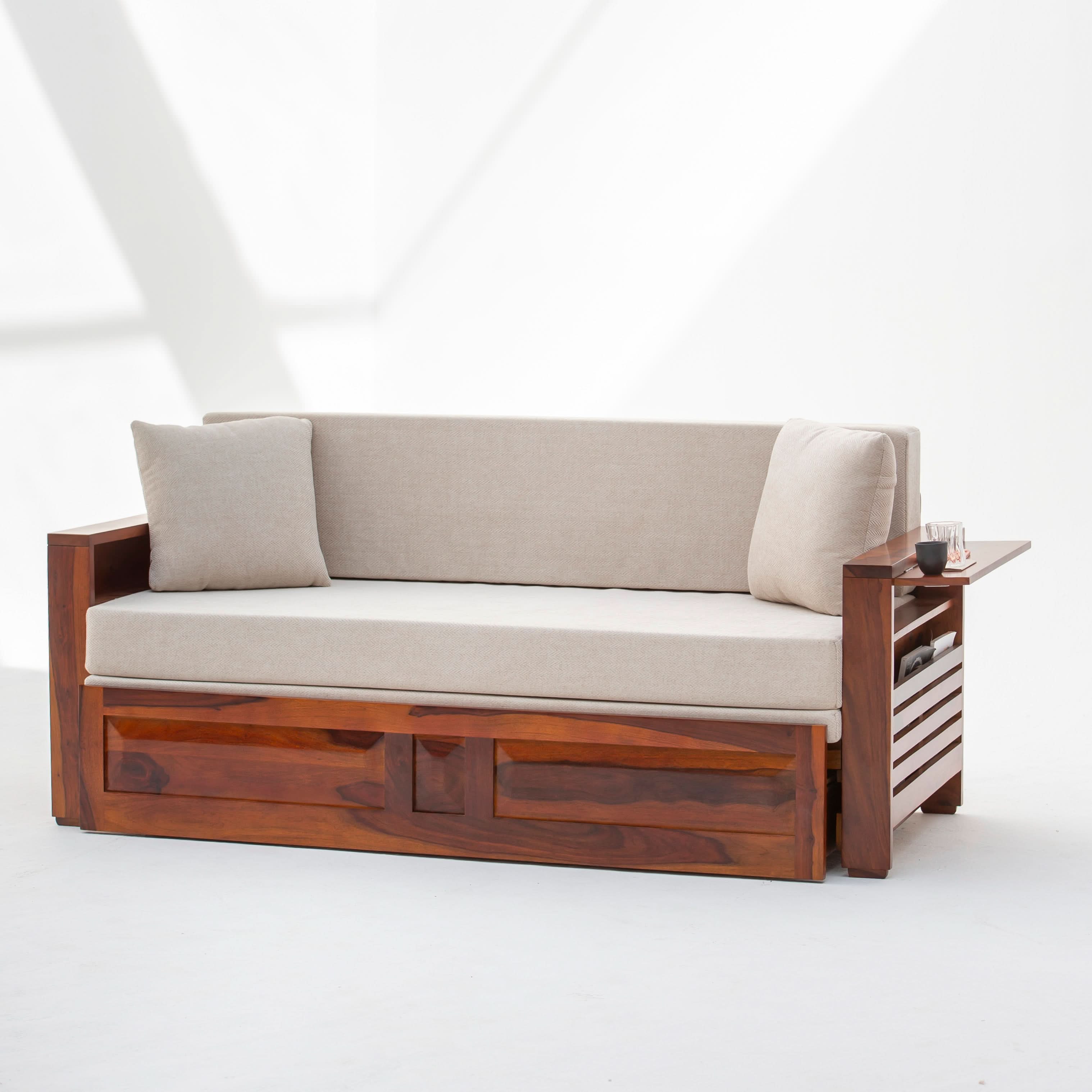 BARCELONA WOODEN SOFA CUM BED - Art and craft furniture
