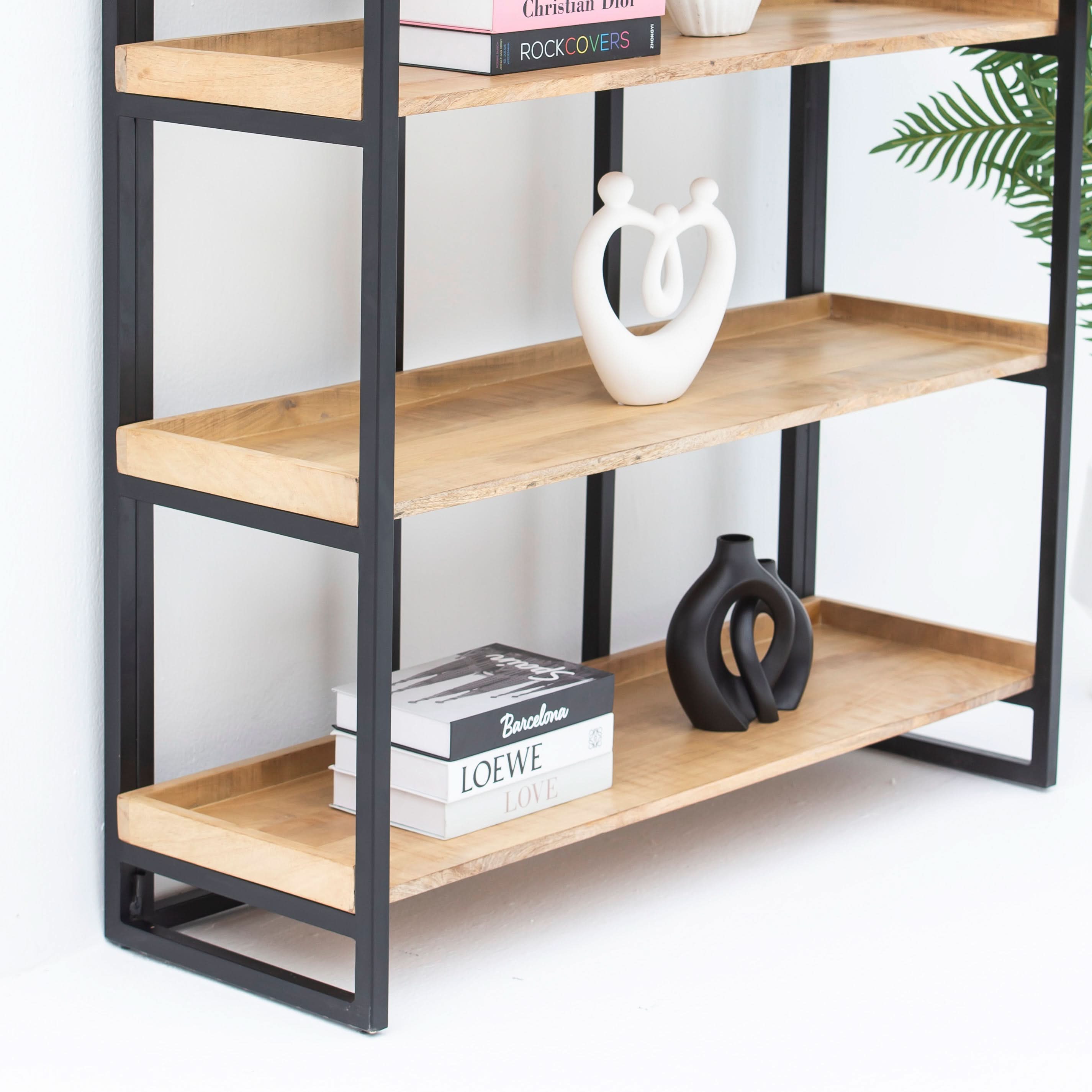 DANISH WOODEN INDUSTRIAL OPEN BOOKSHELF - Art and craft furniture