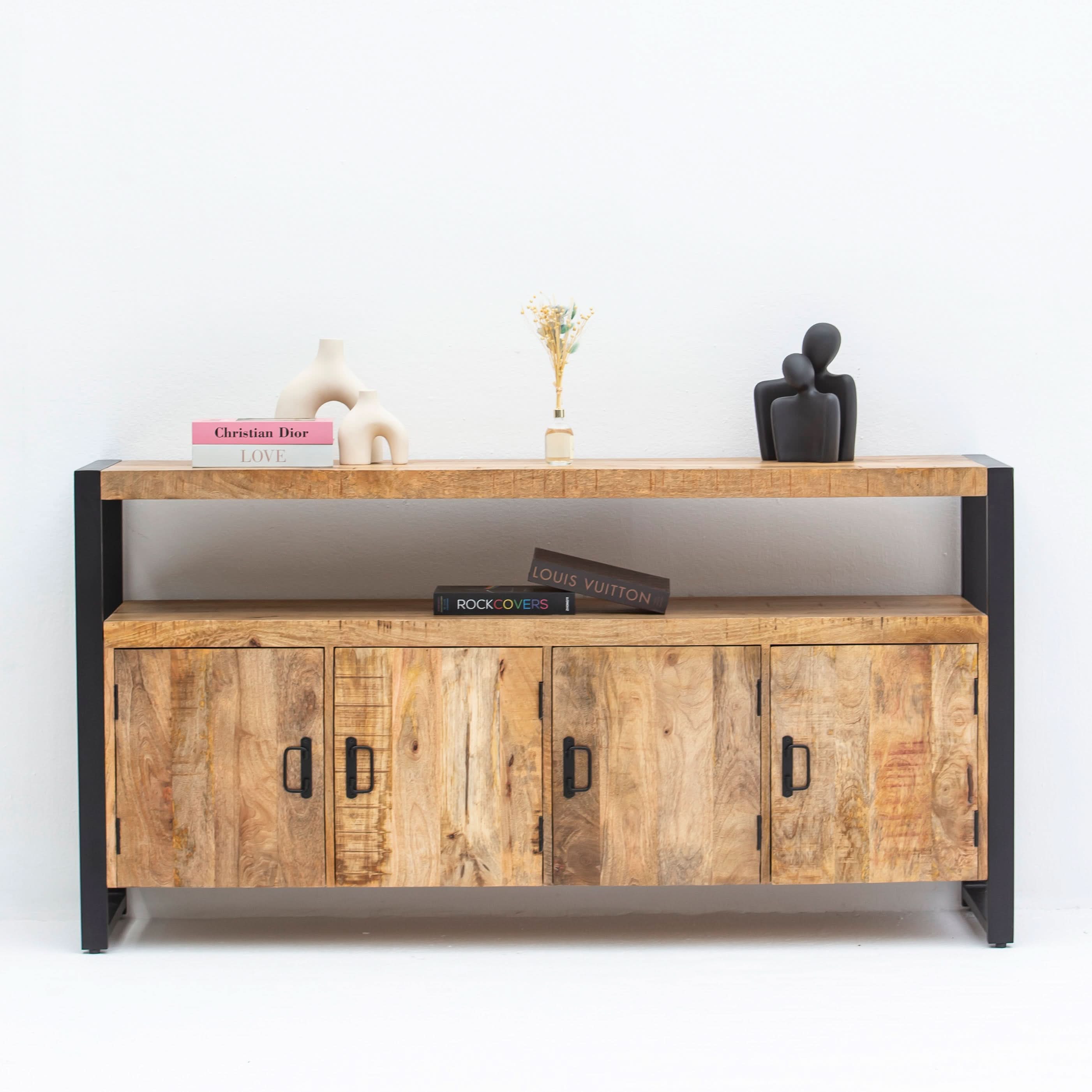 IRONIX WOODEN FOUR DOOR SIDEBOARD - Art and craft furniture