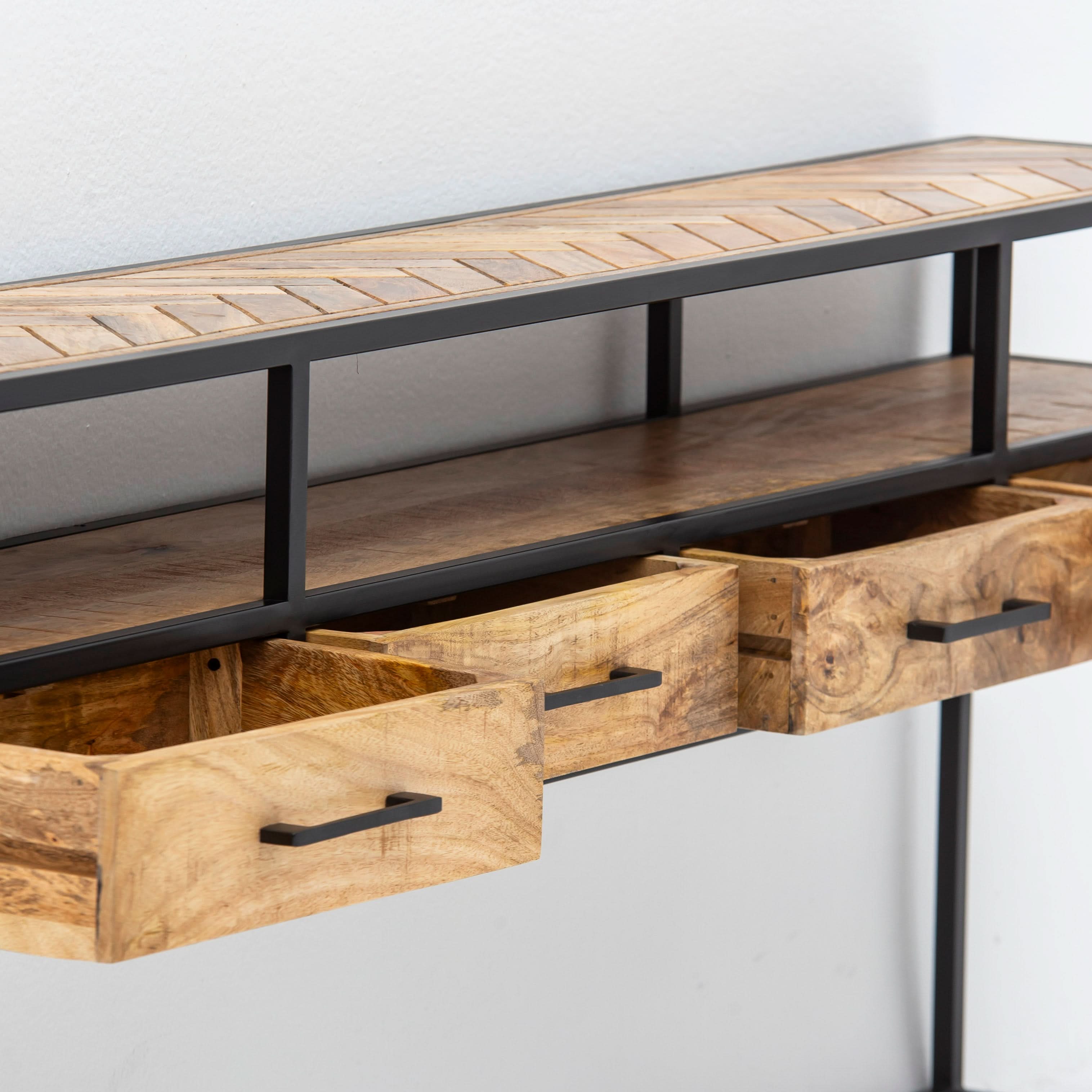 LINEA IRON FOUR DRAWER CONSOLE TABLE - Art and craft furniture