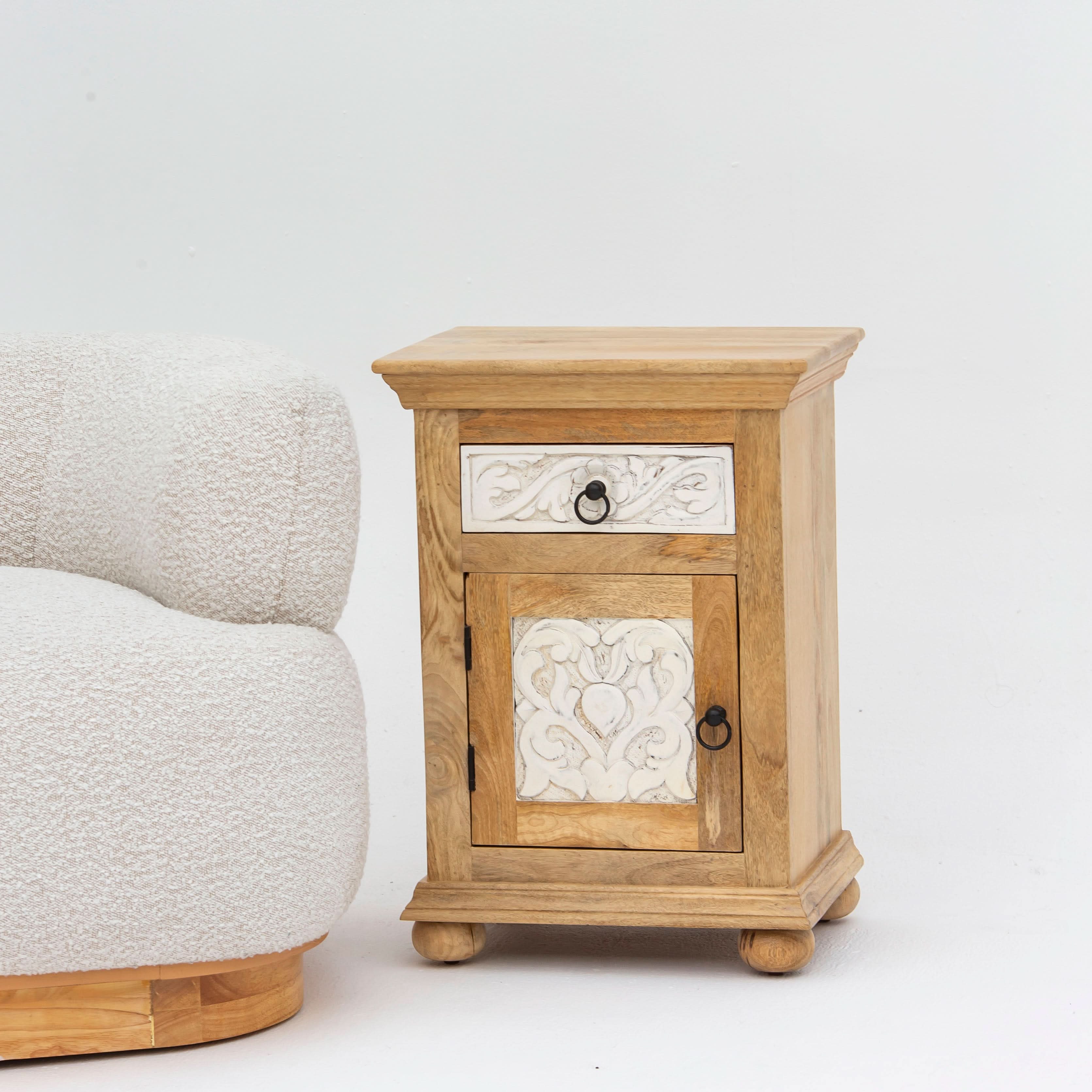 CARVING BEDSIDE TABLE - Art and craft furniture