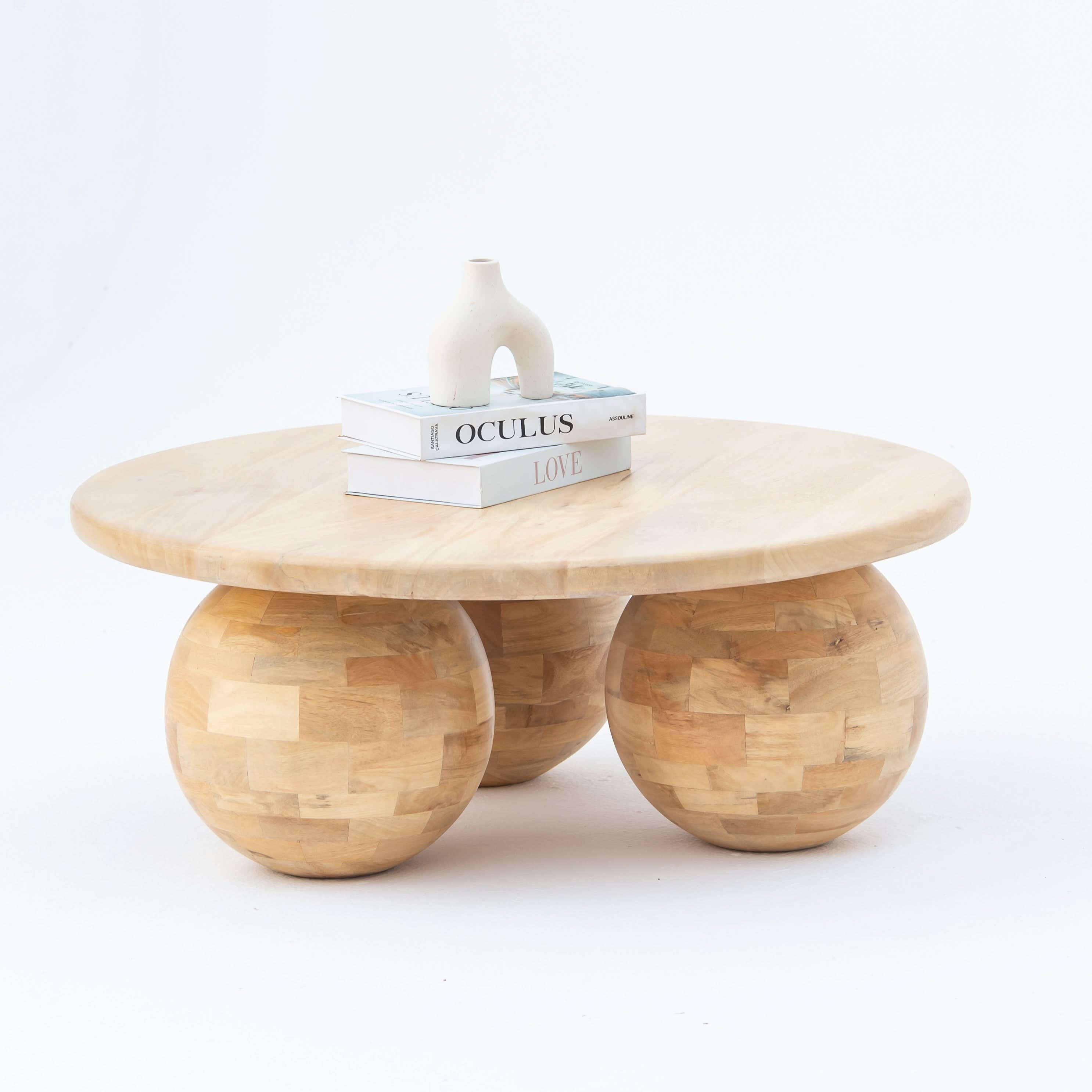 VERONA WOODEN ROUND COFFEE TABLE - Art and craft furniture