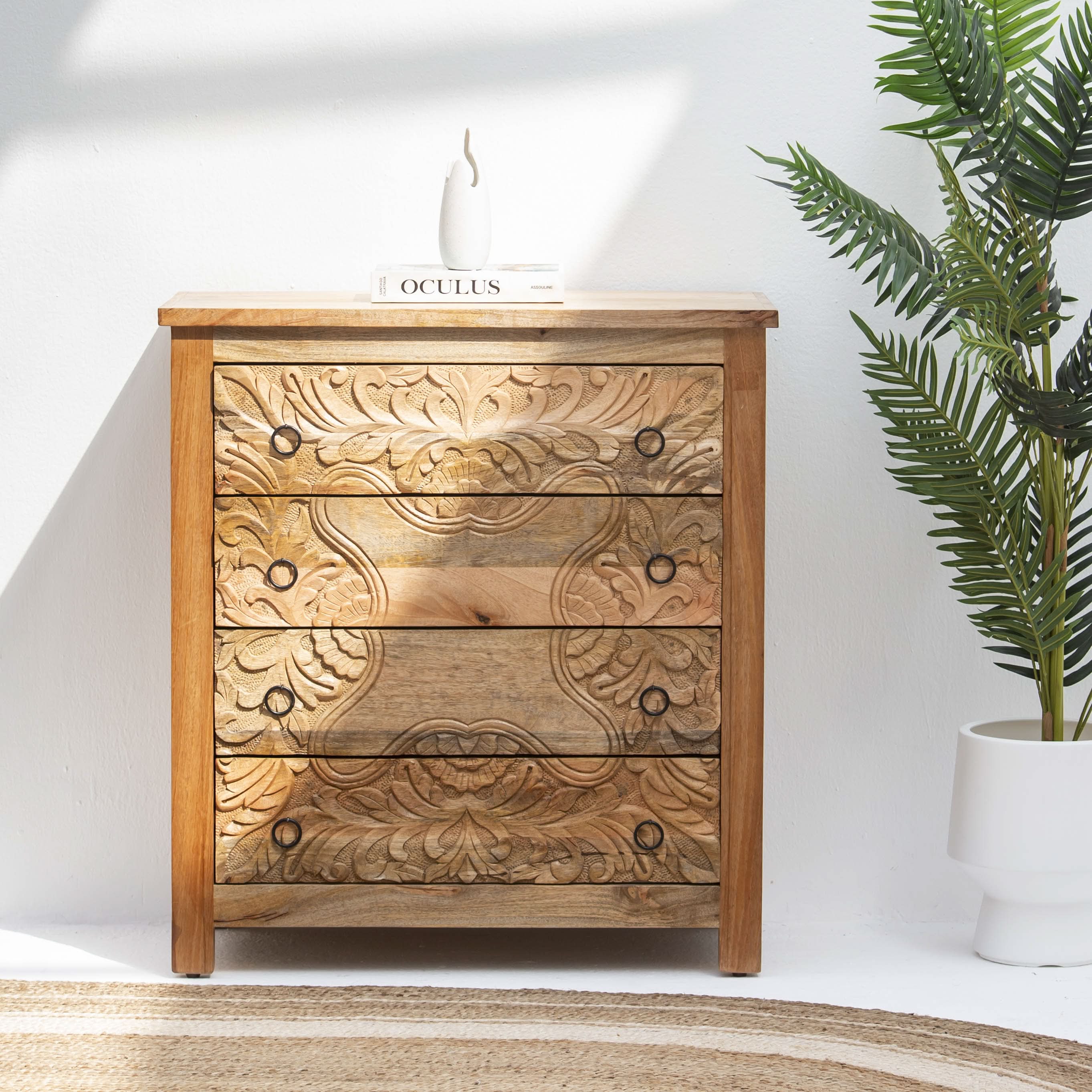 CARVING WOODEN CHEST OF DRAWER - Art and craft furniture