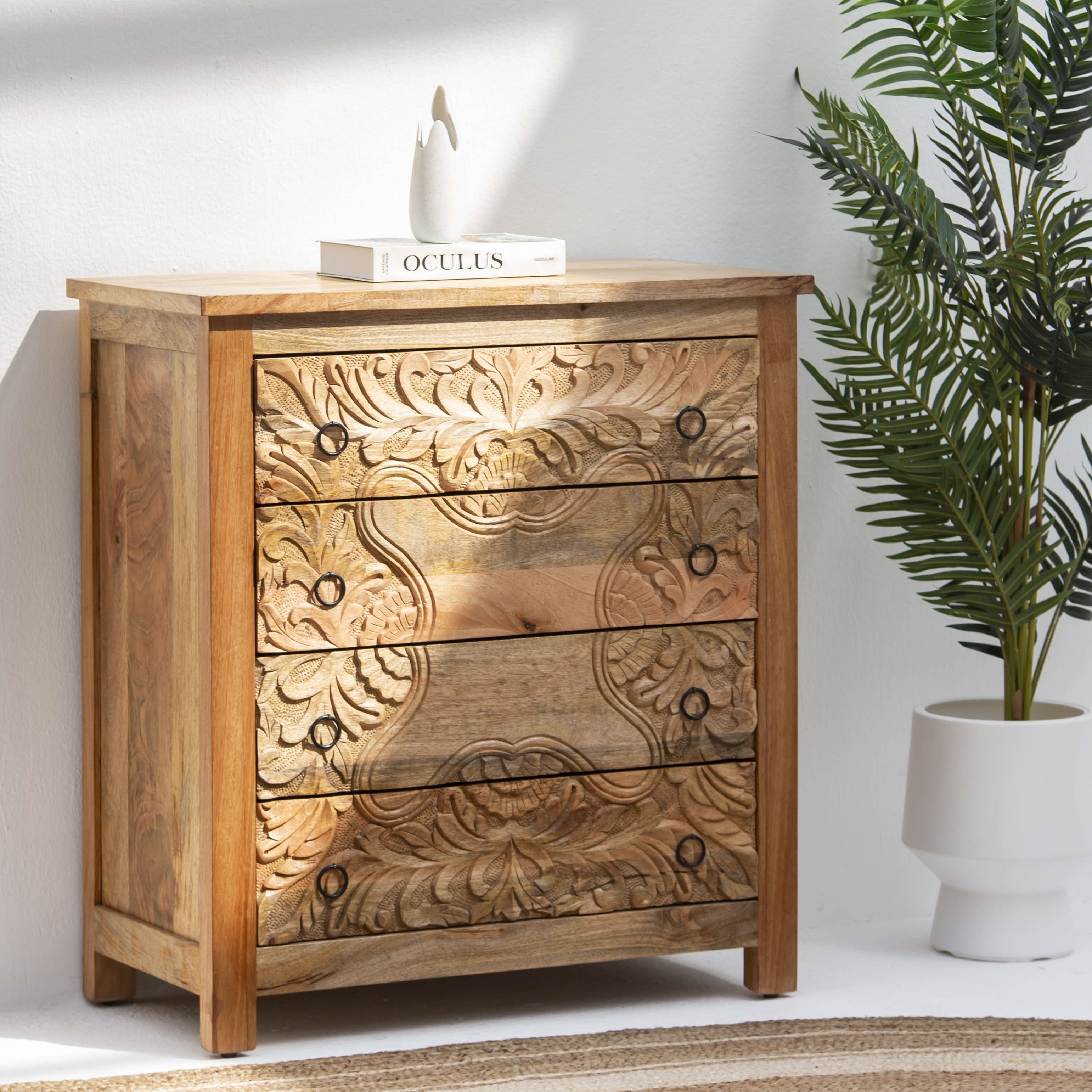 CARVING WOODEN CHEST OF DRAWER - Art and craft furniture