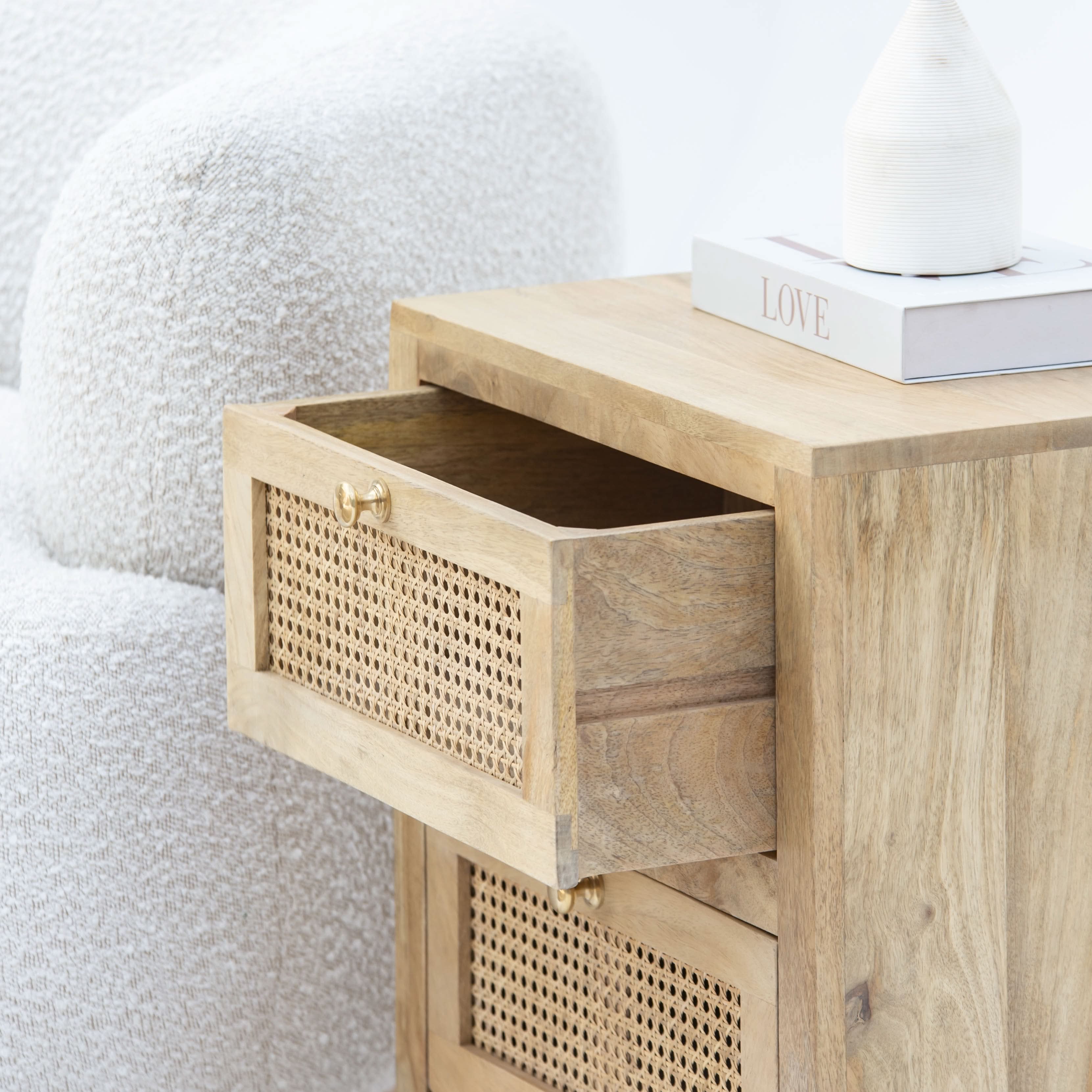 CANOVIA CANE TWO DRAWER NIGHTSTAND TABLE - Art and craft furniture