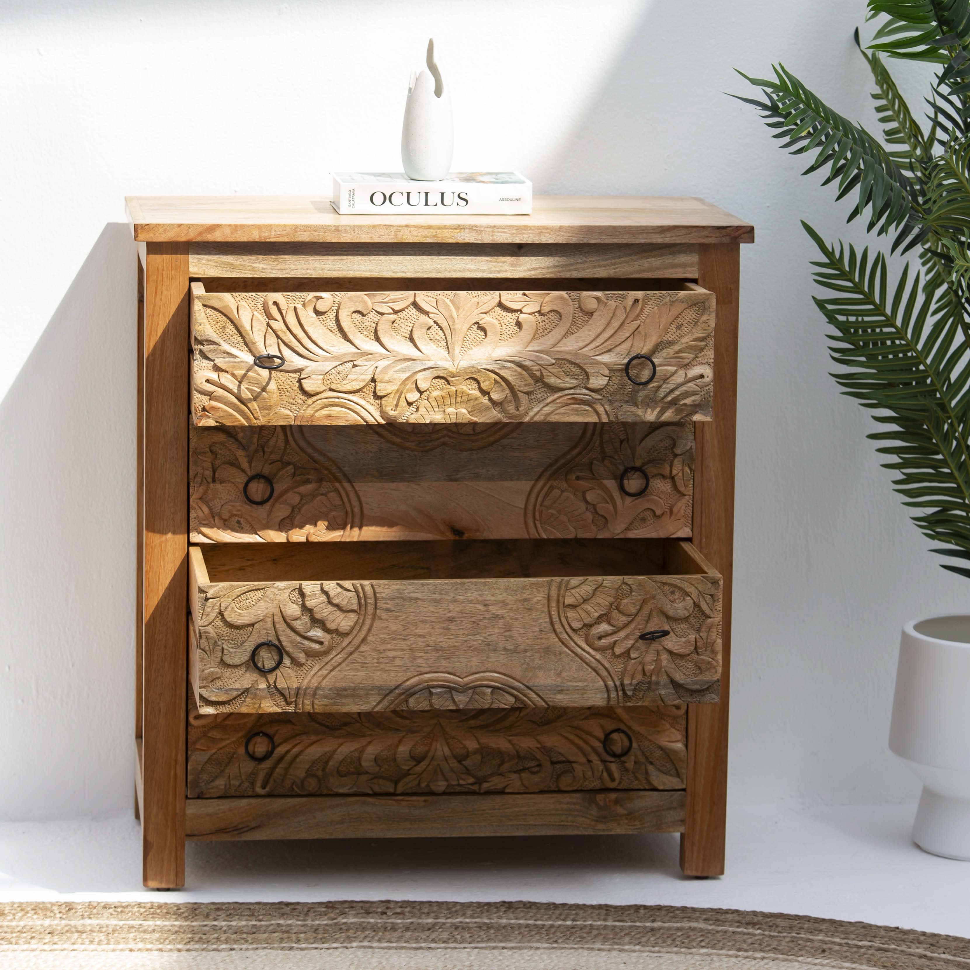 CARVING WOODEN CHEST OF DRAWER - Art and craft furniture