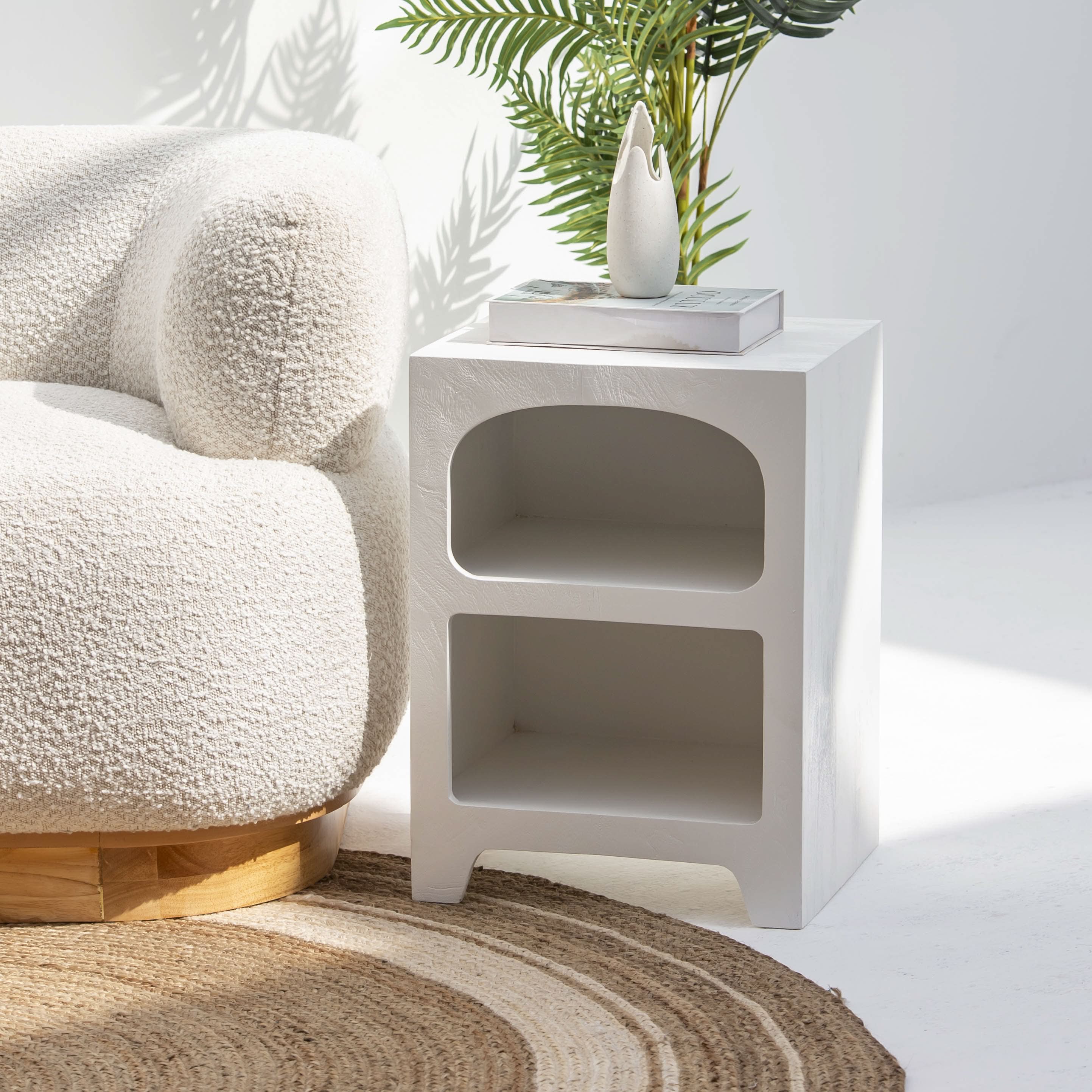 ARCH WHITE NIGHTSTAND TABLE - Art and craft furniture