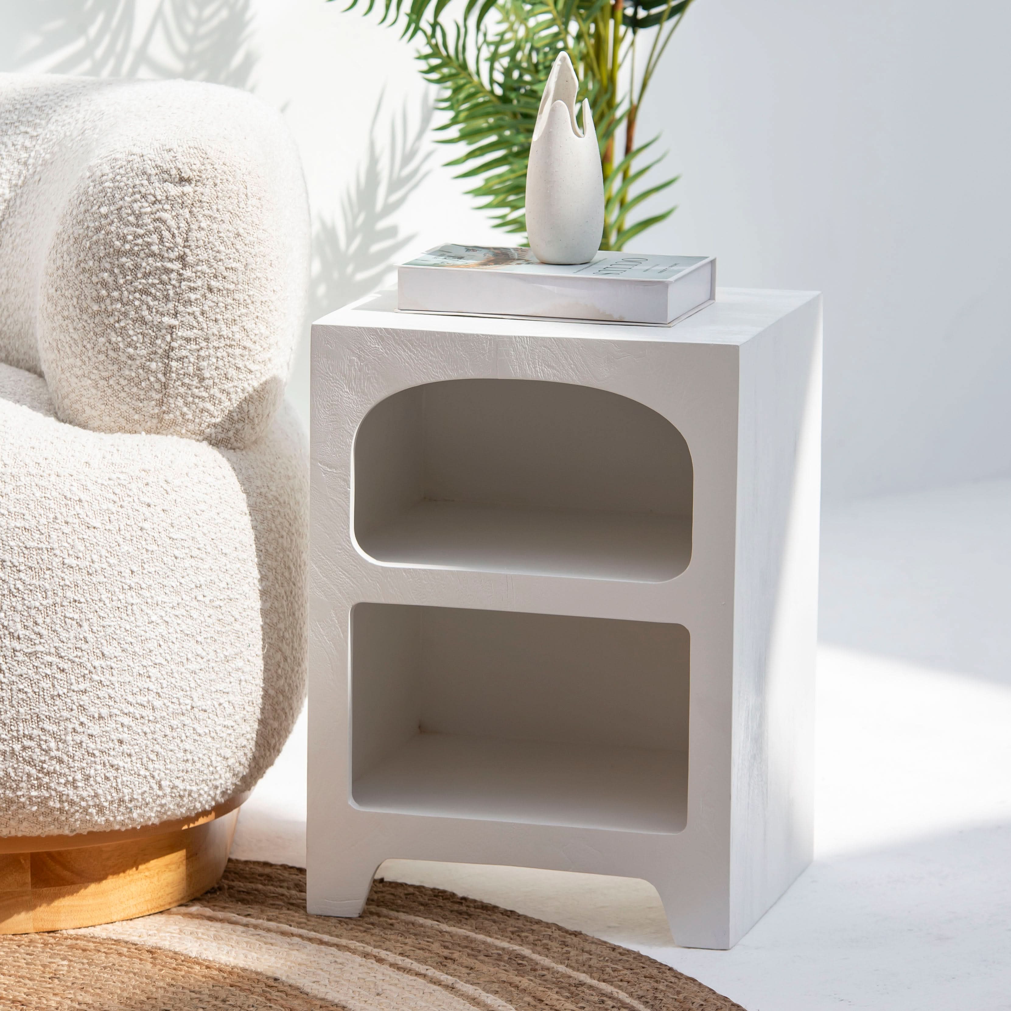 ARCH WHITE NIGHTSTAND TABLE - Art and craft furniture