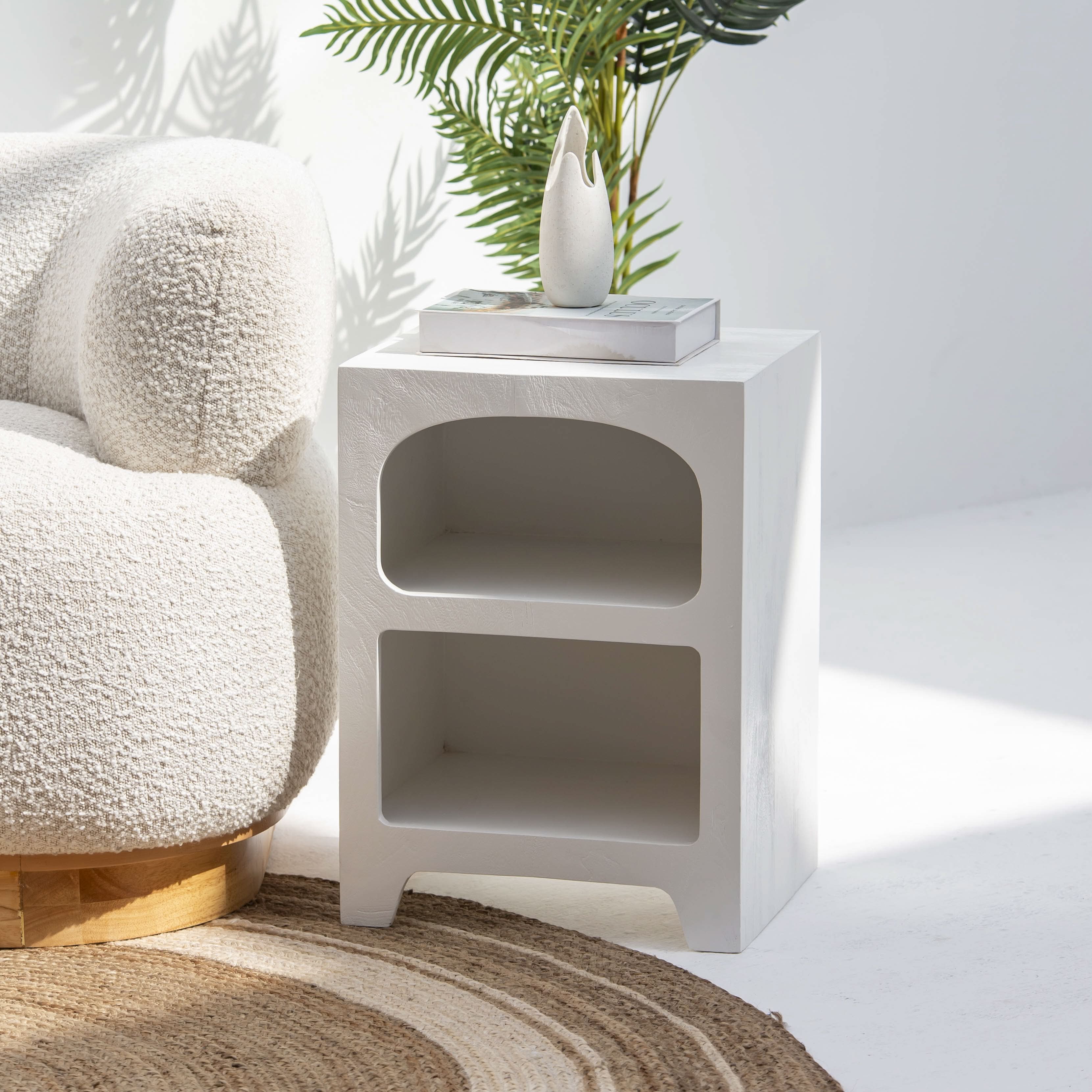 ARCH WHITE NIGHTSTAND TABLE - Art and craft furniture